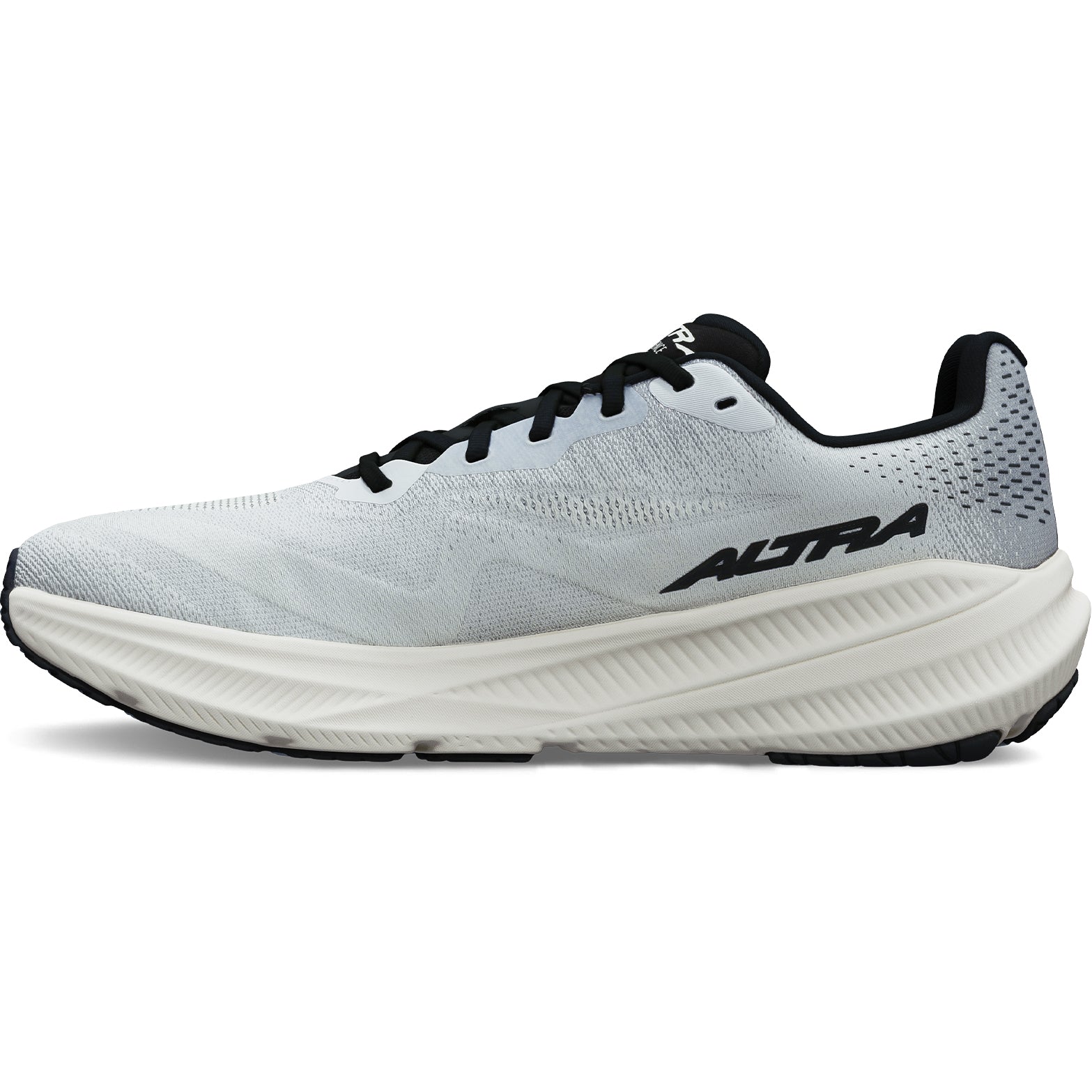 Men's Experience Flow 3 Running Shoes Light Grey inner side view with rocker shape geometry