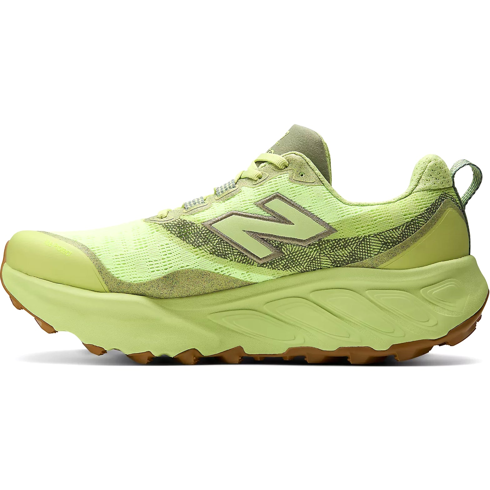 Men's New Balance Fresh Foam X Hierro v9 Trail Running Shoes lime green inner side view showing Fresh Foam X cushioning and Toe Protect technology