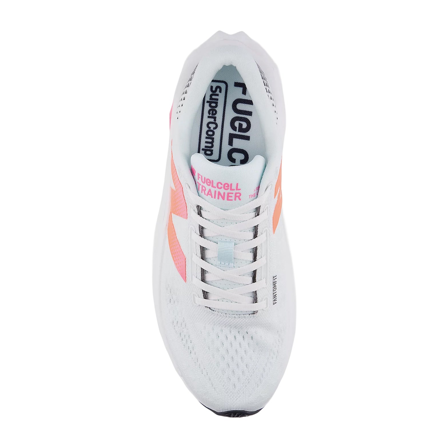 New Balance FuelCell SuperComp Trainer v3 men's running shoe in Fairweather Blue / Glint Blue — top-down view showing fairweather blue plush mesh upper construction and lace closure