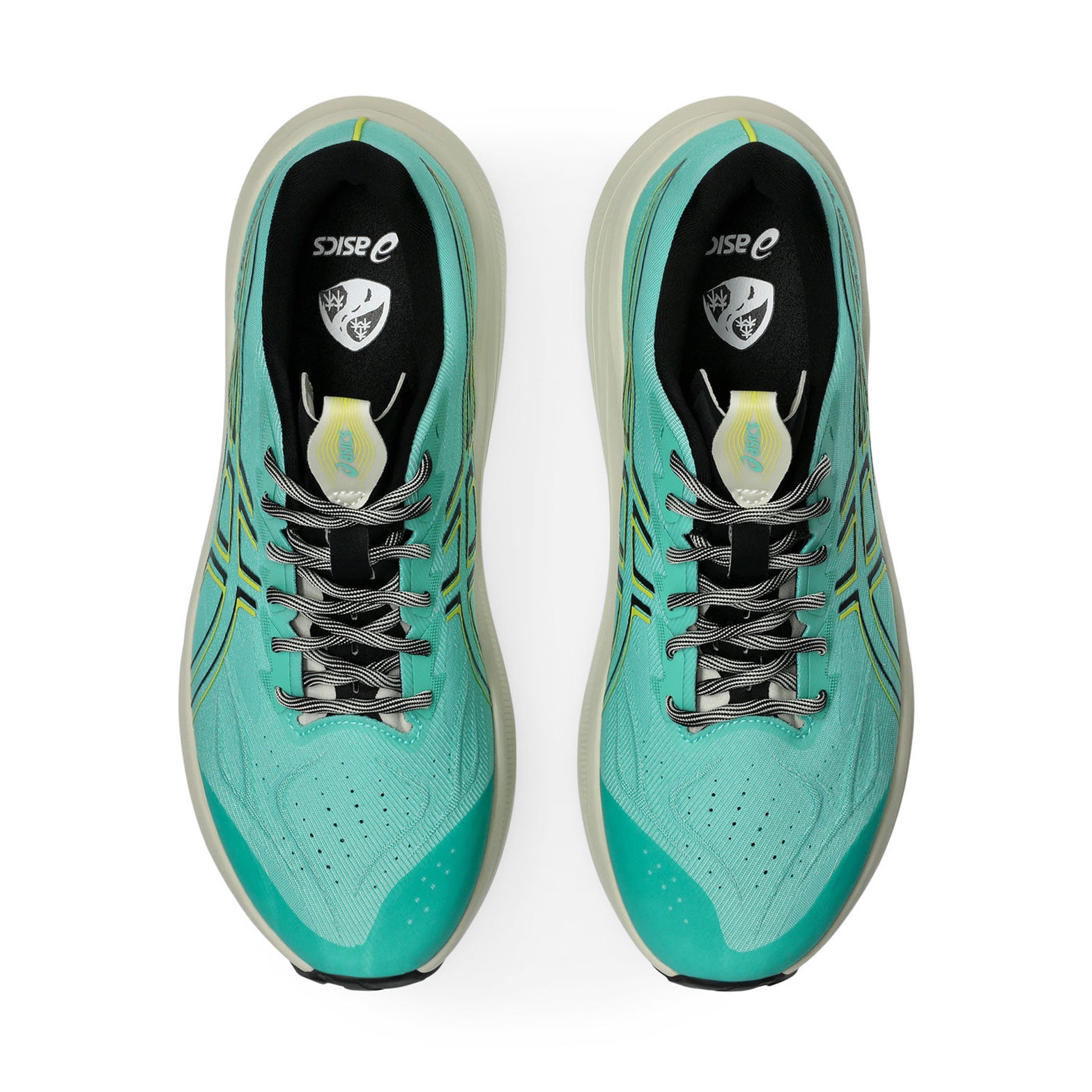 Men's ASICS GT-2000 14 TR Running Shoes Aurora Green Cacti top view showing woven mesh upper with asymmetric tongue wing and 50% recycled materials
