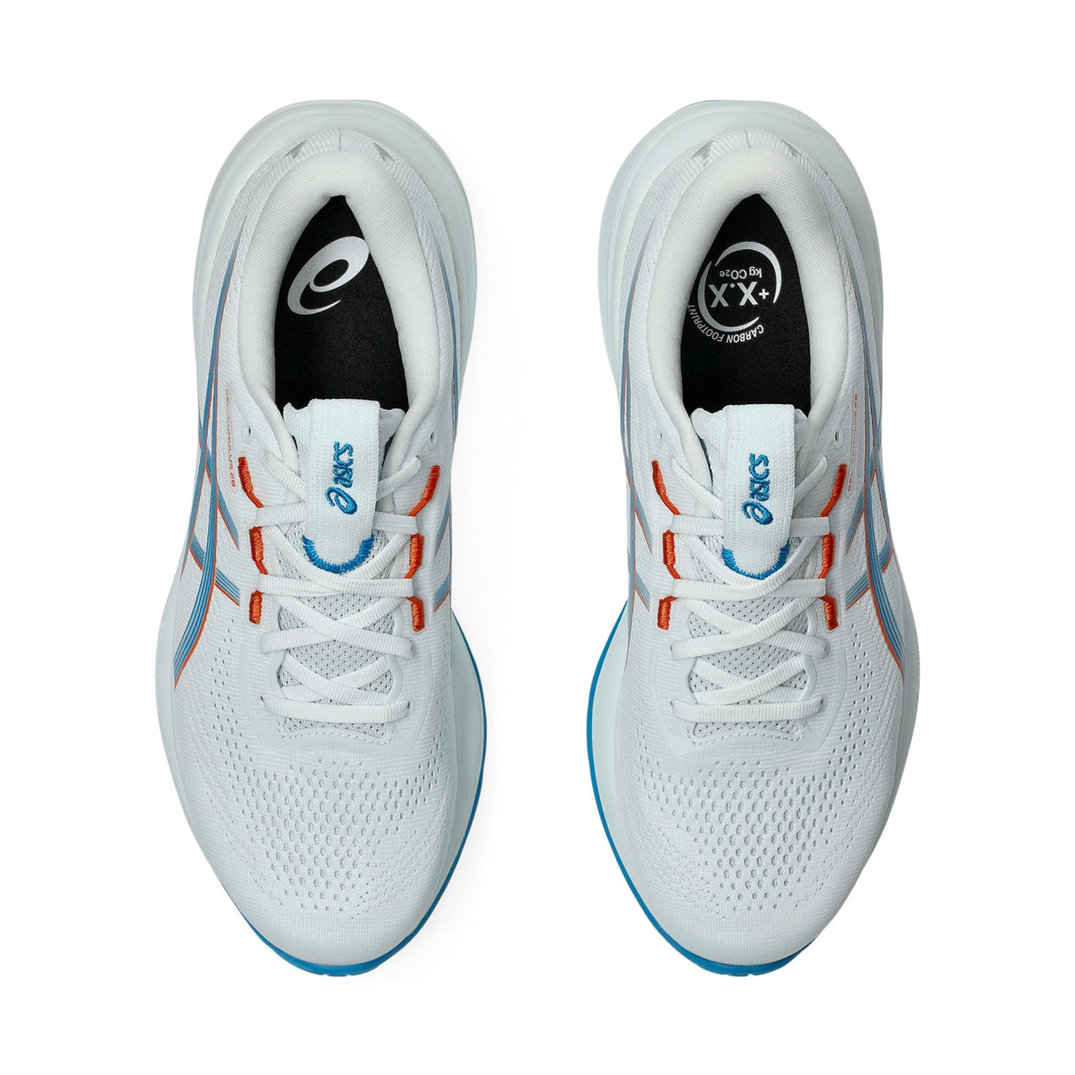 Men's ASICS Gel-Cumulus 28 Running Shoes Arctic Blue Aegean Blue pair top view showing lightweight breathable engineered mesh upper