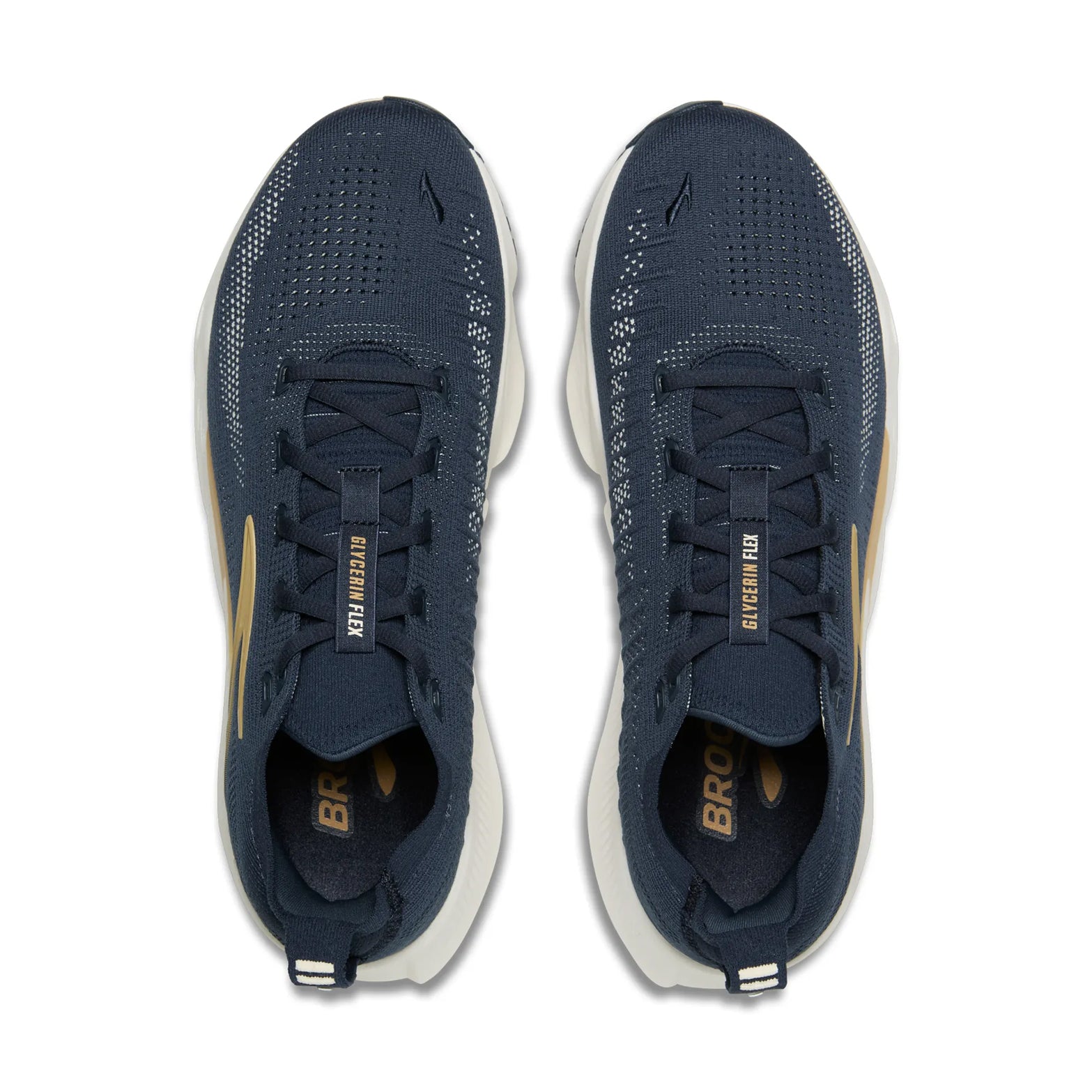 Brooks Men's Glycerin Flex Running Shoes Spellbound Starfish Coconut top view showing flat-knit upper and secure fit