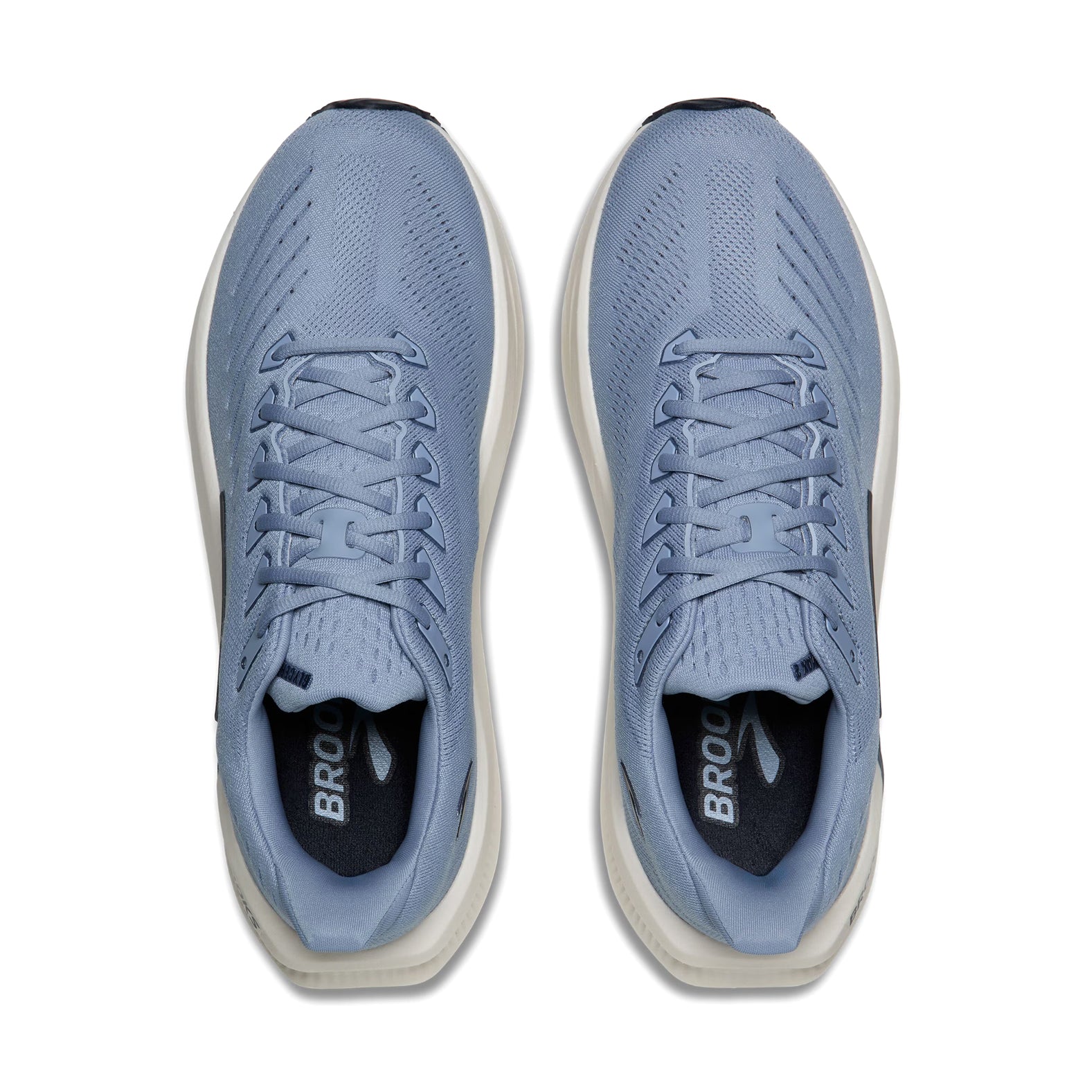 Brooks Glycerin Max 2 men's running shoe in Rain Washed / Navy Blazer / Clear — top-down view showing rain washed engineered mesh upper construction, lace closure and navy blazer and clear accent detailing