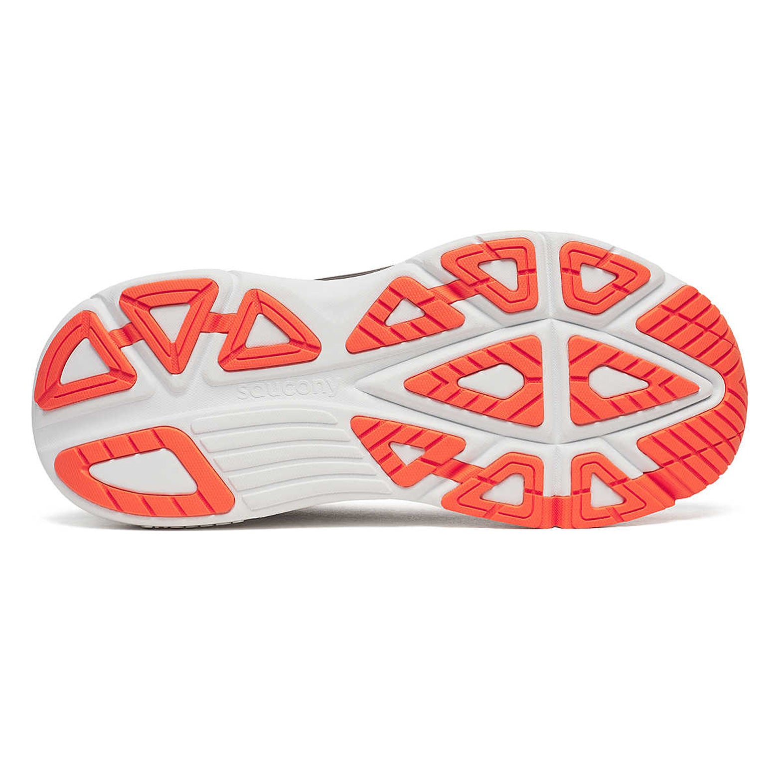 Men's Saucony Guide 19 Running Shoes Crimson Fire sole view displaying enhanced forefoot flexibility and durable outsole construction