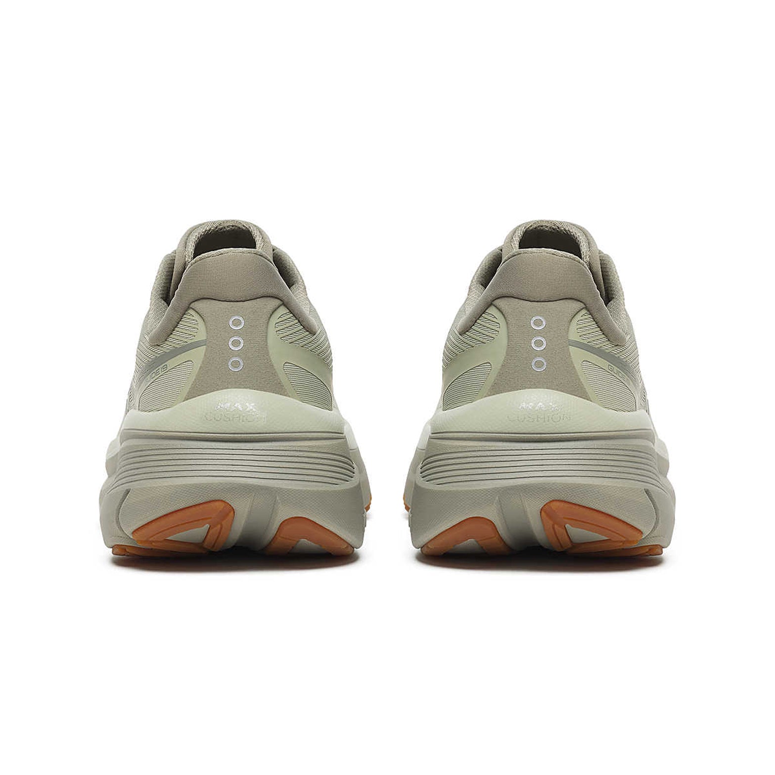 Men's Saucony Guide 19 Running Shoes Sage Gum heel view showing maximum PWRRUN cushioning stack and CenterPath Technology support