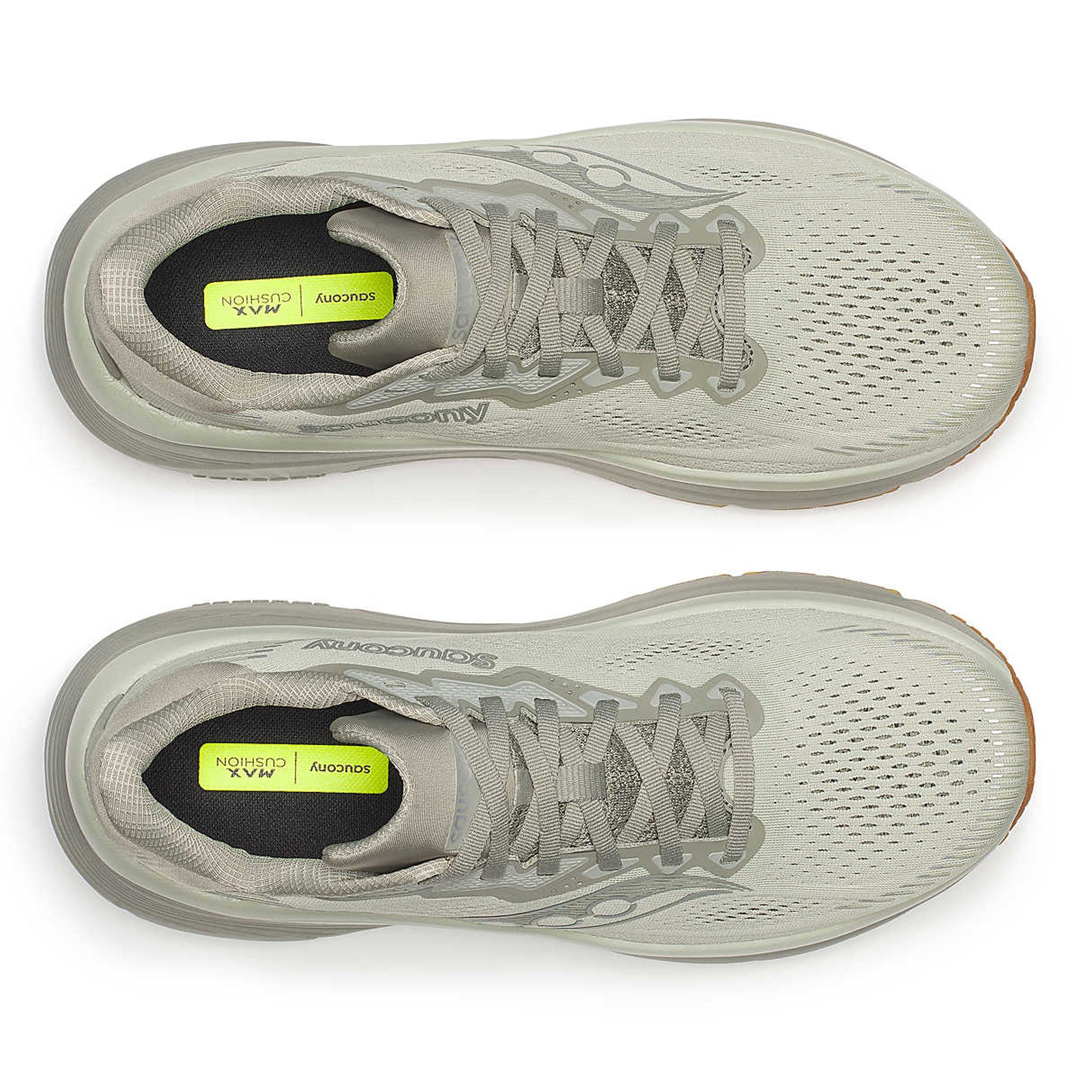 Men's Saucony Guide 19 Running Shoes Sage Gum top view showing flexible mesh upper with adaptive fit construction