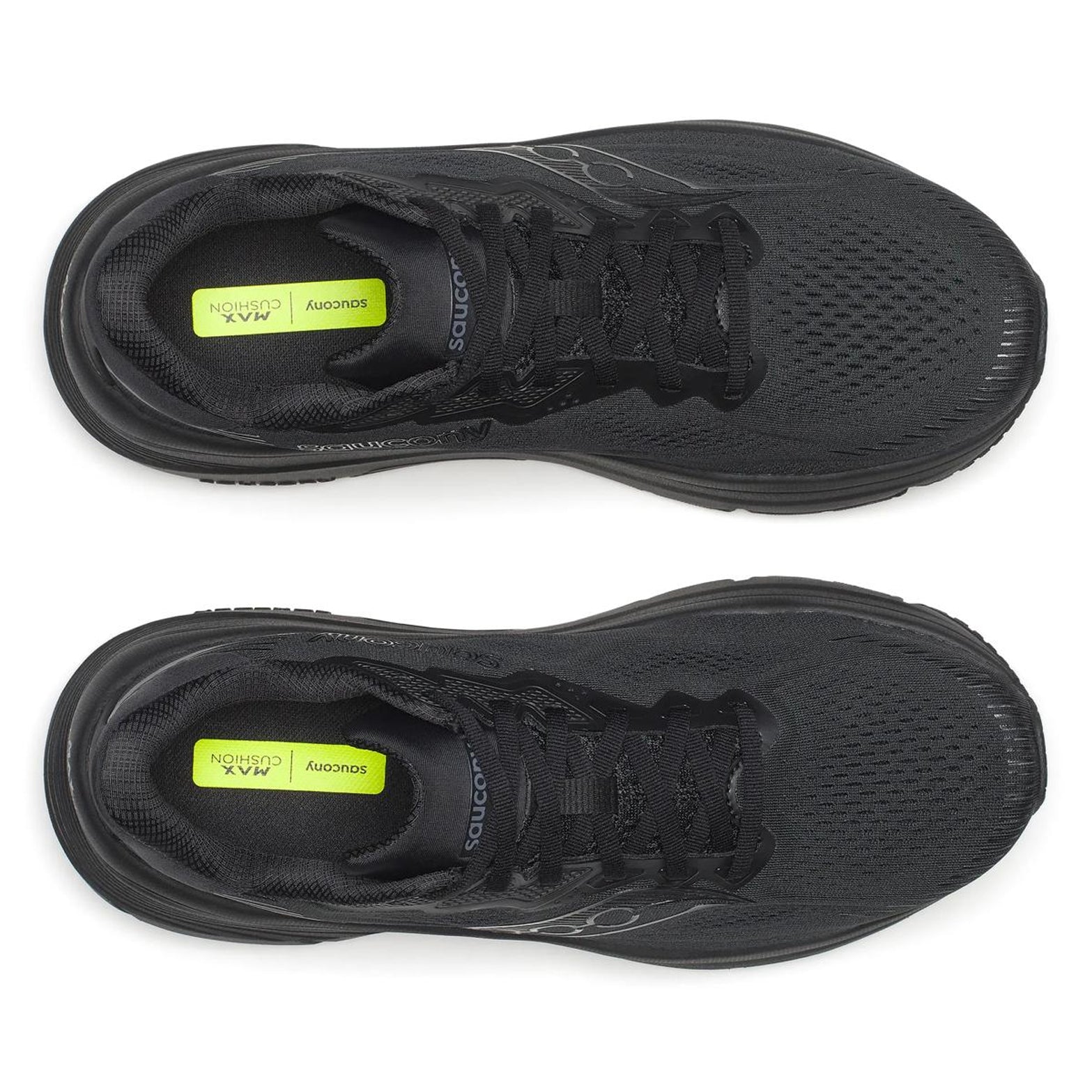 Men's Saucony Guide 19 Running Shoes Triple Black top view showing breathable upper construction for daily stability training