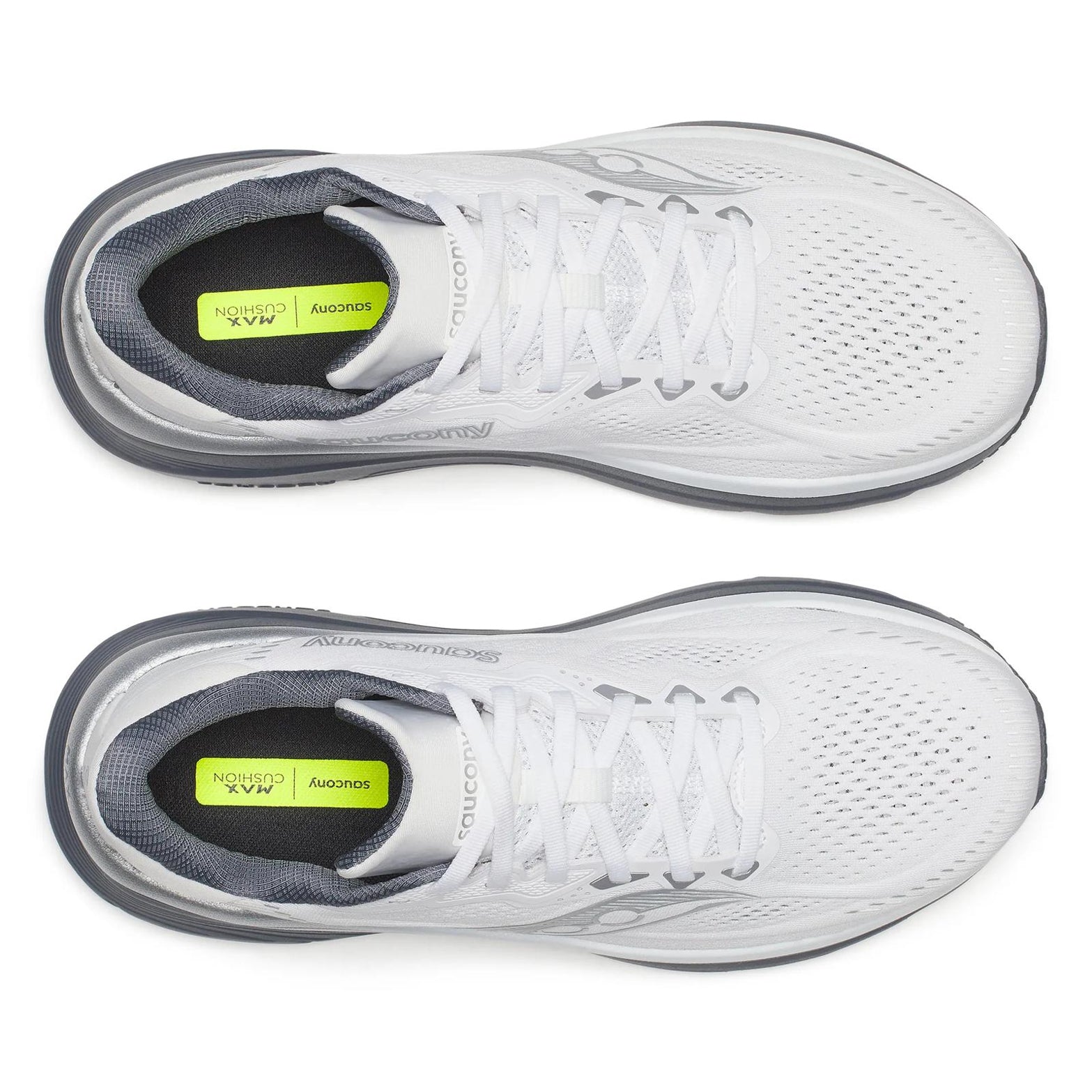 Men's Saucony Guide 19 Running Shoes White Shadow top view showing breathable upper construction for daily stability training