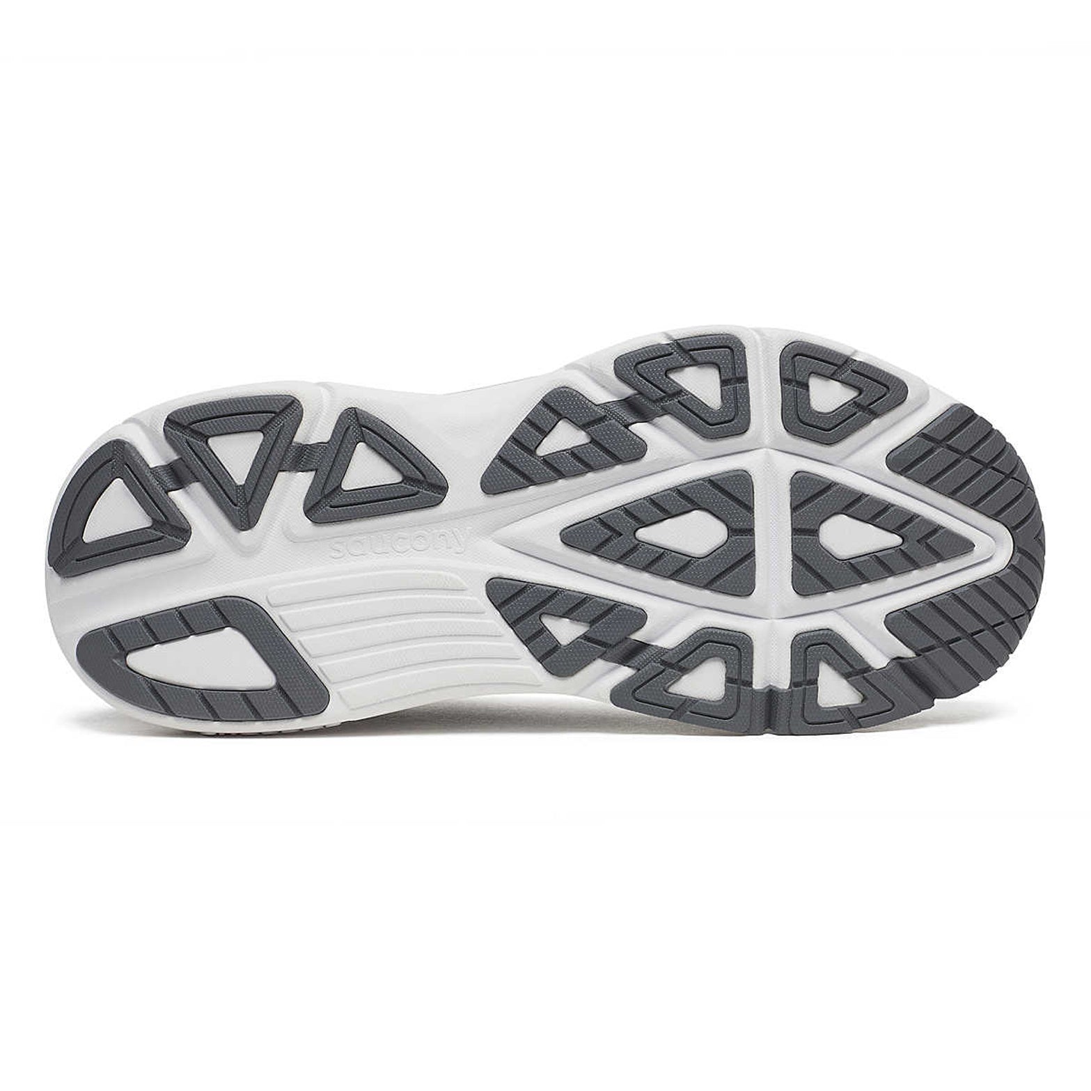 Men's Saucony Guide 19 Wide Fit Running Shoes Black Silver sole view displaying enhanced forefoot flexibility and durable outsole constructio