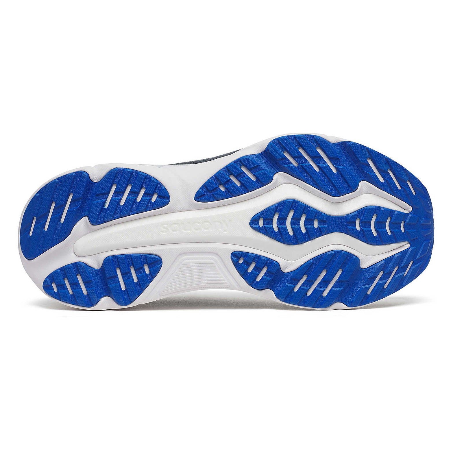 Men's Saucony Hurricane 25 Running Shoes Shadow Black sole view displaying XT-900 carbon rubber outsole and multi-directional grooves