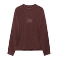 Portal Men’s Lateral Peak Long Sleeve Top Bitter Chocolate: a dark brown moisture-wicking crewneck shirt featuring a white line-art graphic centered on the chest and ergonomic construction.