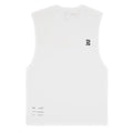 Men's Bandit Micromesh Run Tank White front product view showing relaxed fit with subtle two-tone logo branding and breathable Micromesh construction
