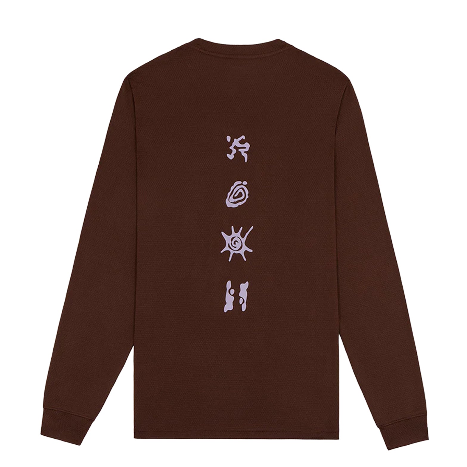 Men's Bandit Micromesh Run Top Cacao product view showing relaxed fit long sleeve with breathable Micromesh fabric and reflective graphics