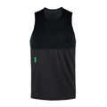 District Vision Men's Paneled Training Singlet Black front product view showing breathable panel construction with moisture-wicking fabric for performance running