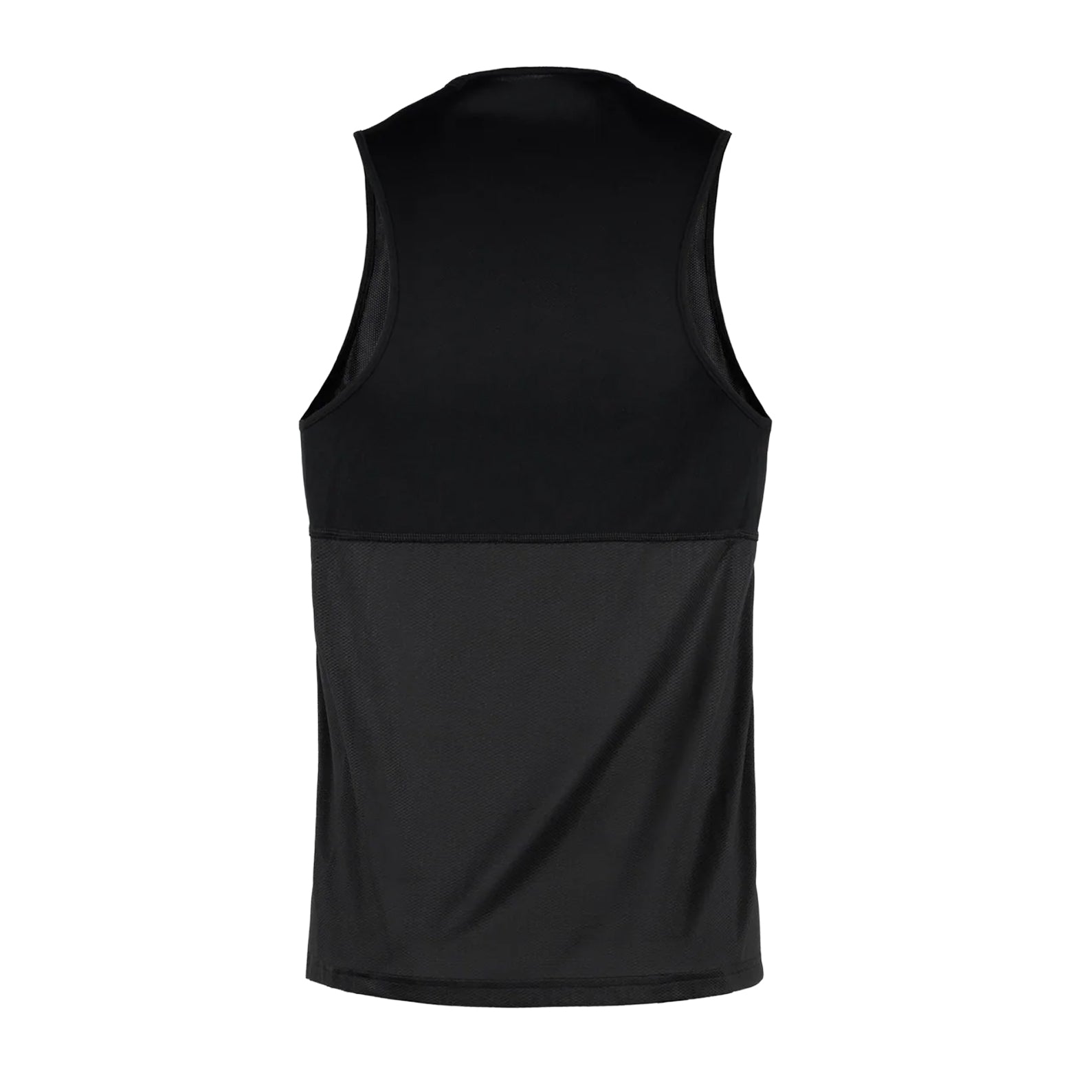 District Vision Men's Paneled Training Singlet Black back view showing lightweight construction with breathable panels for ventilation during training