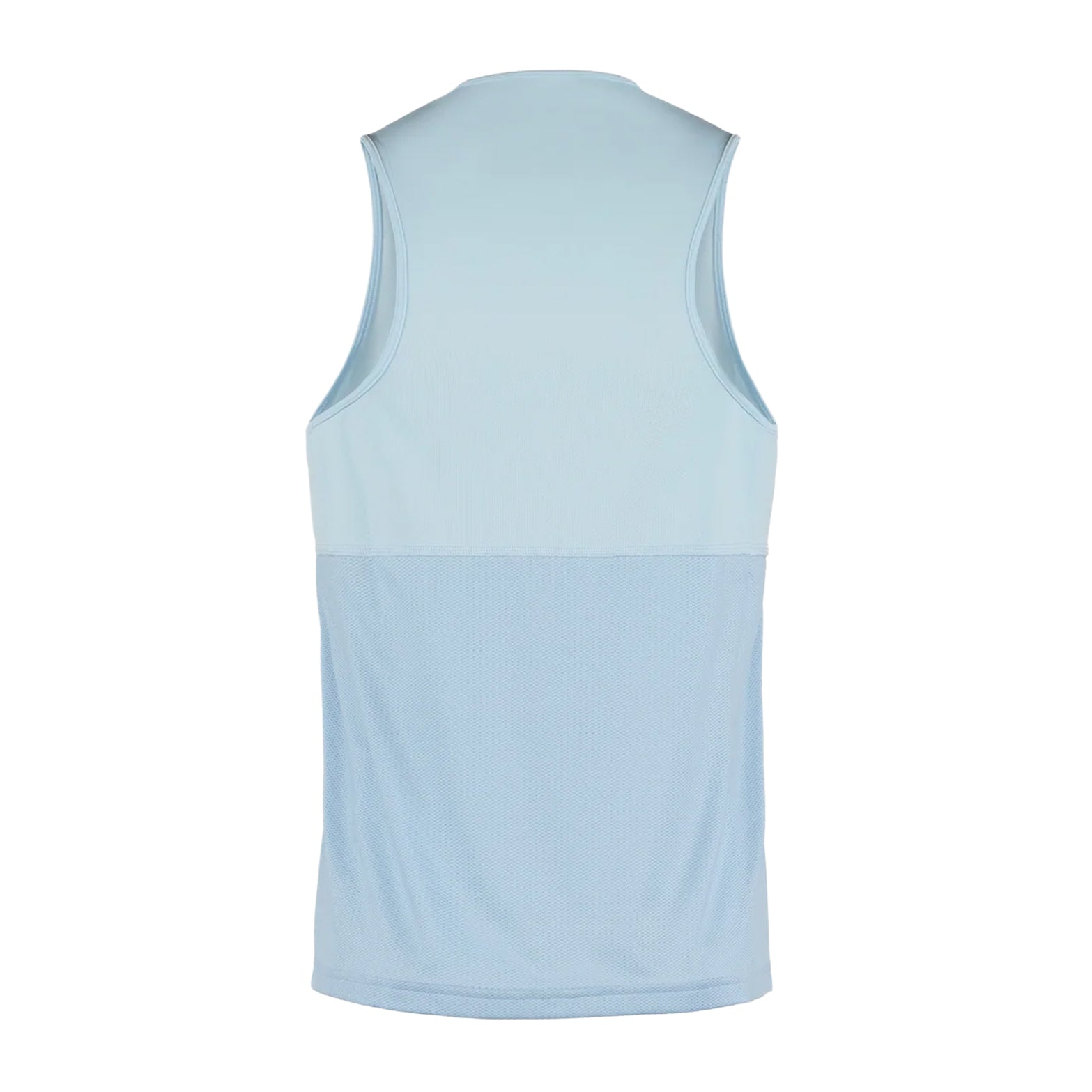 District Vision Men's Paneled Training Singlet Frost back view showing reinforced overlock stitching with moisture management and odour control construction