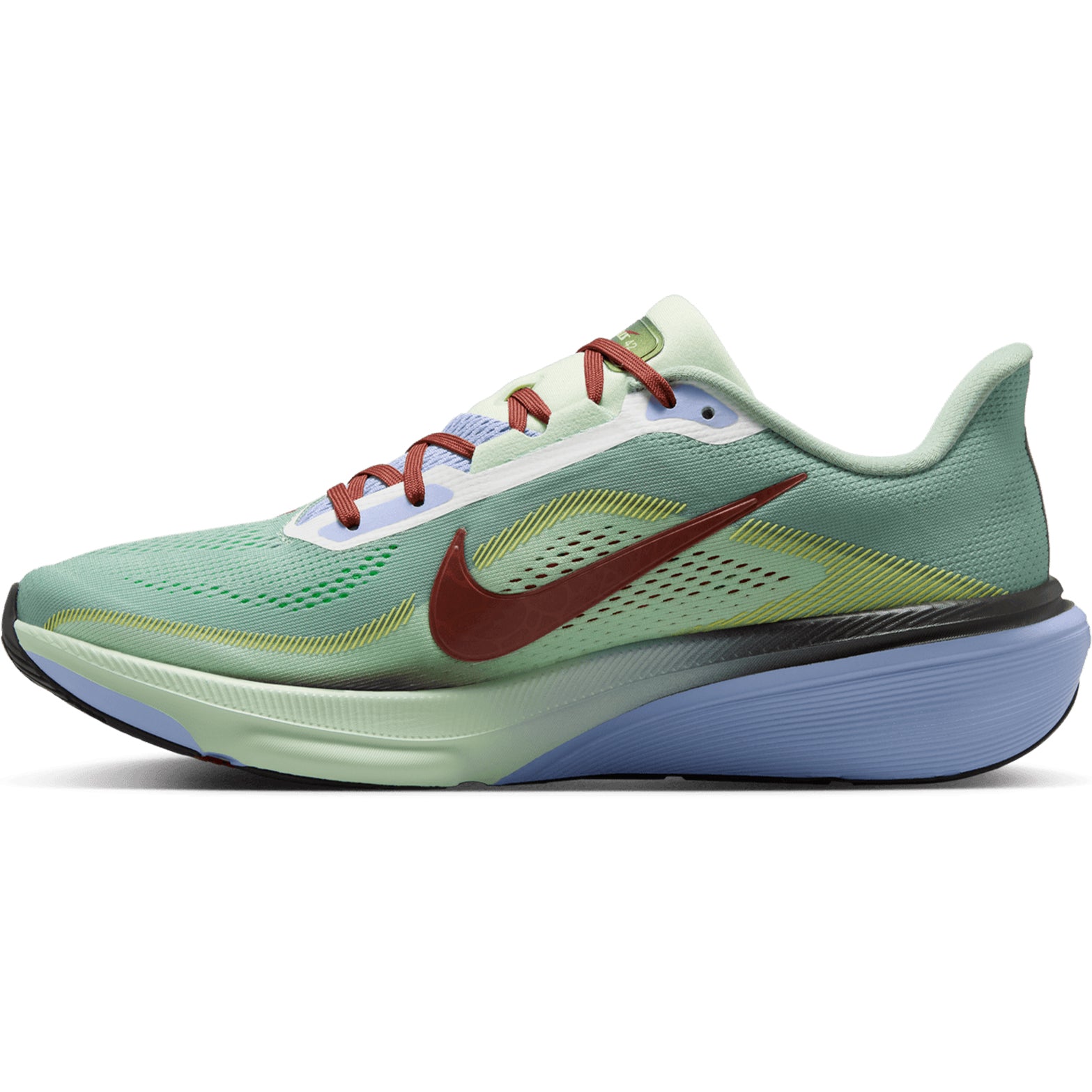 Men's Nike Pegasus 42 SE Running Shoes Steam Rugged Orange Frosted Spruce inner side view showing ReactX foam with full-length Air Zoom for 13% more responsiveness during daily running