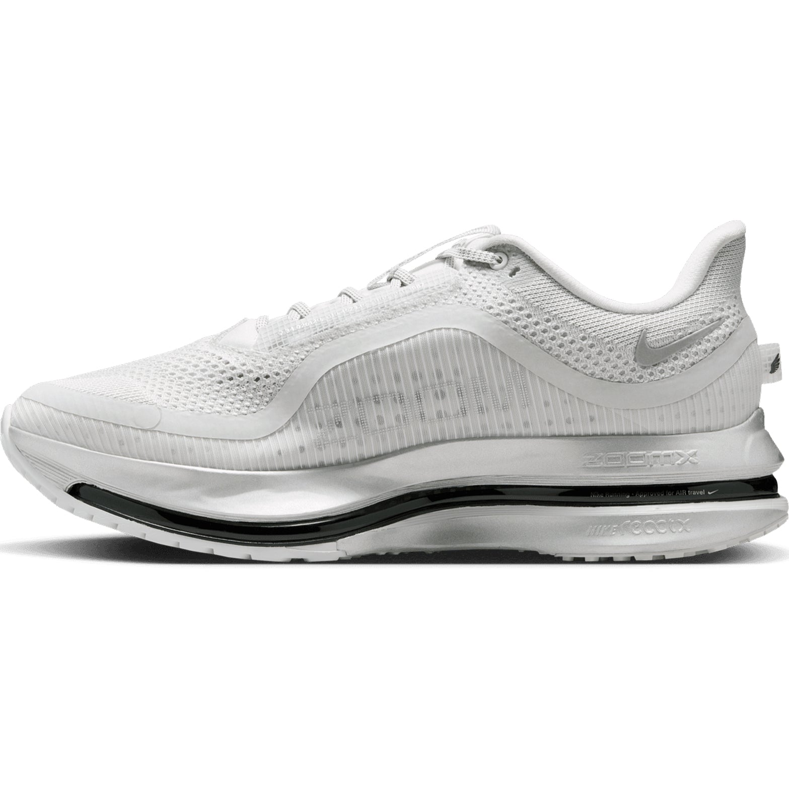 Nike Pegasus Premium men's running shoe in Photon Dust / Black / Metallic Silver — inner view showing photon dust circular knit upper, black midsole detailing and modified Waffle outsole construction