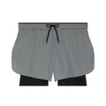 Men's On Performance Volt Shorts Glacier product view showing dual-layer construction with windproof water-repellent iridescent outer and supportive inner tights