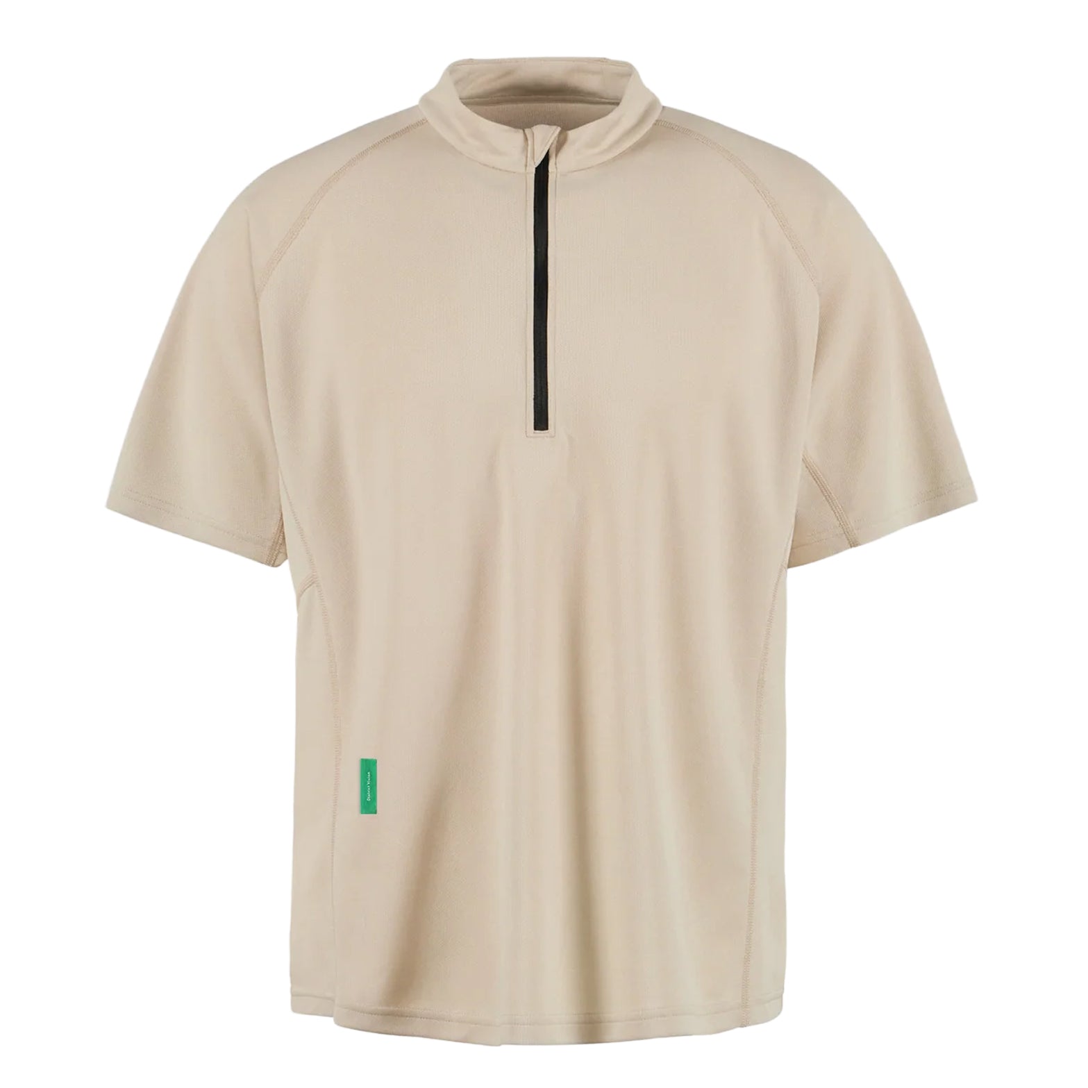 District Vision Men's Quarter Zip Training Shirt Bamboo front product view showing 139gsm performance fabric with quarter zip front and cycling jersey-inspired design