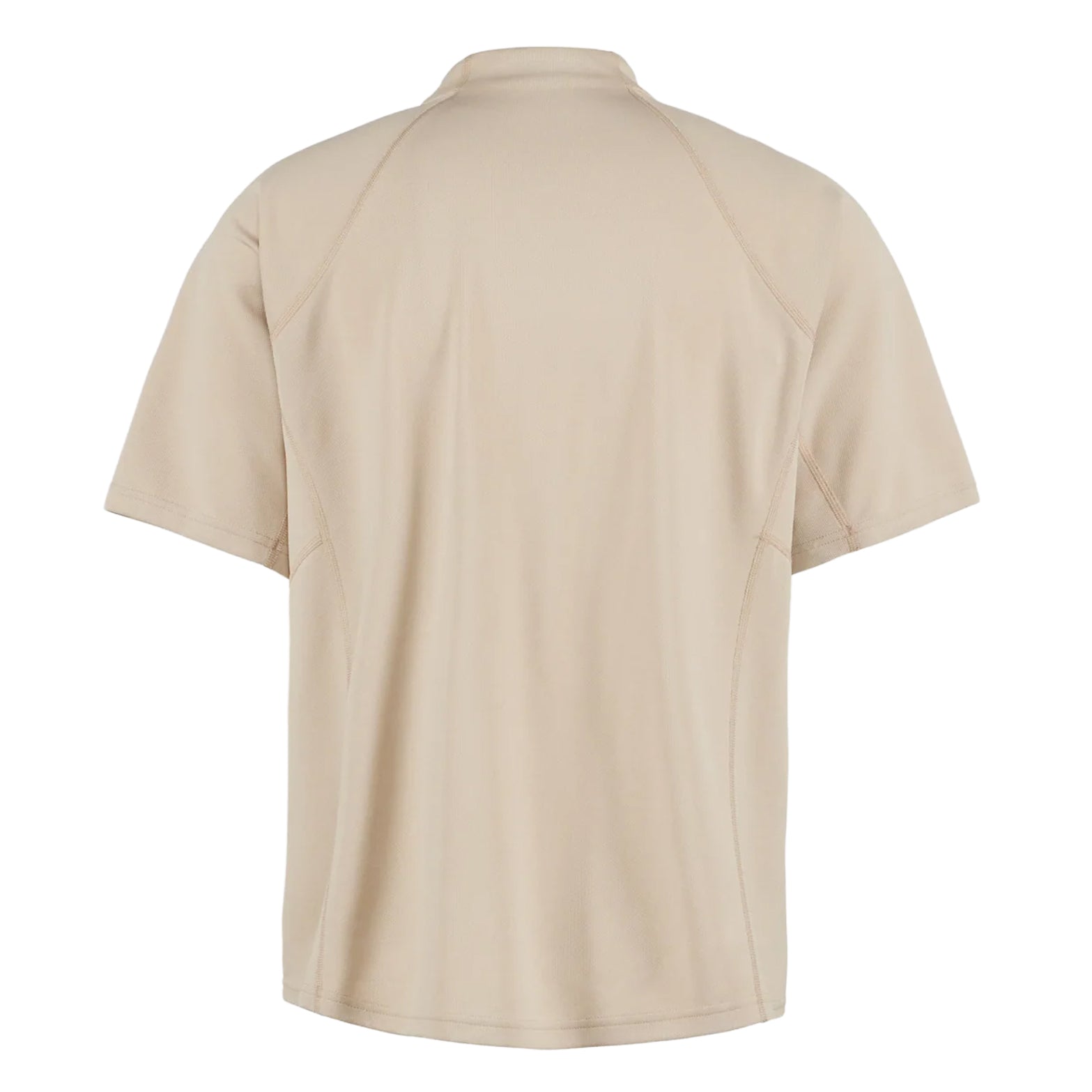 District Vision Men's Quarter Zip Training Shirt Bamboo back view showing reinforced overlock stitching with moisture management and odour control construction