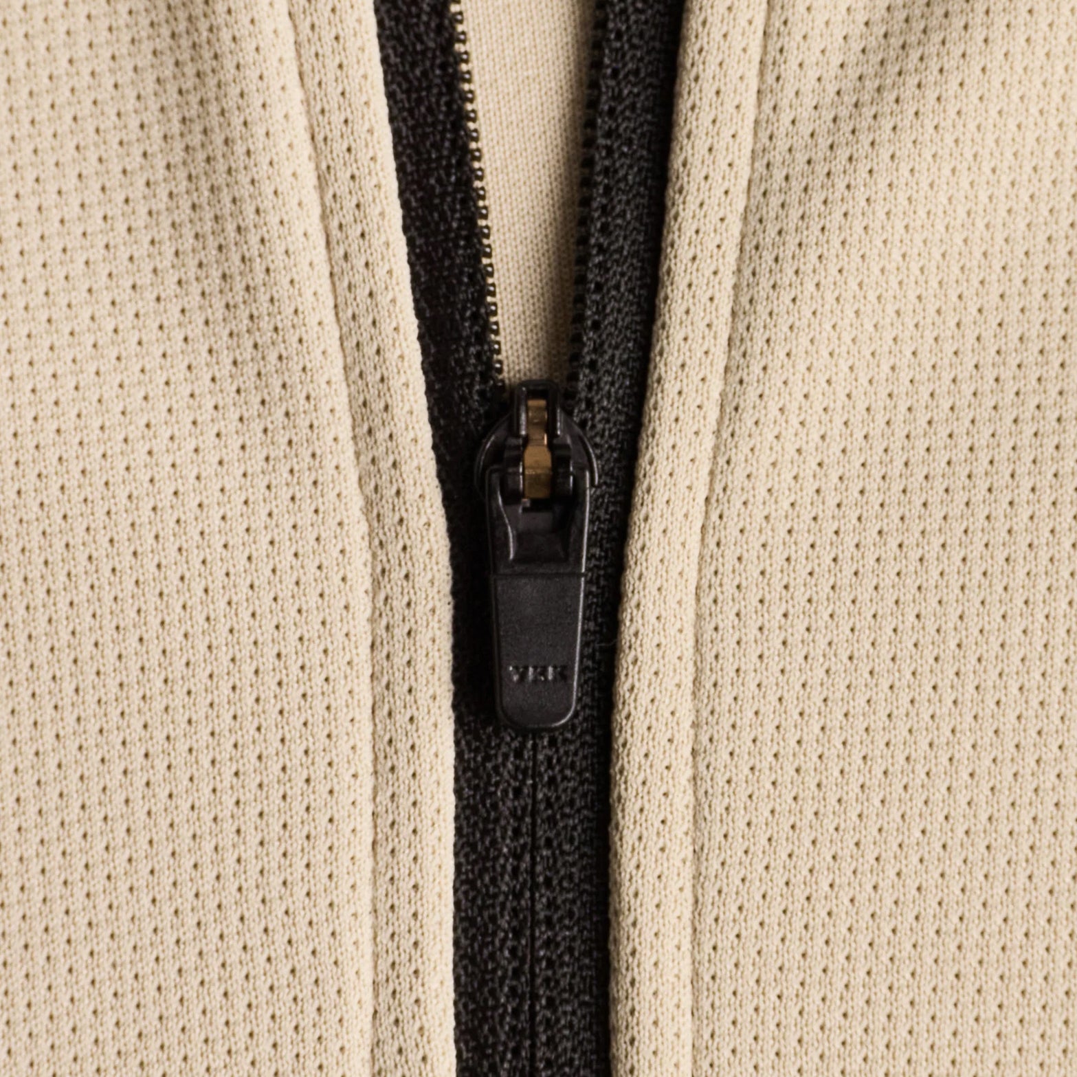 District Vision Men's Quarter Zip Training Shirt Bamboo close-up of quarter zip mechanism showing ventilation control design with reinforced construction for high-output performance