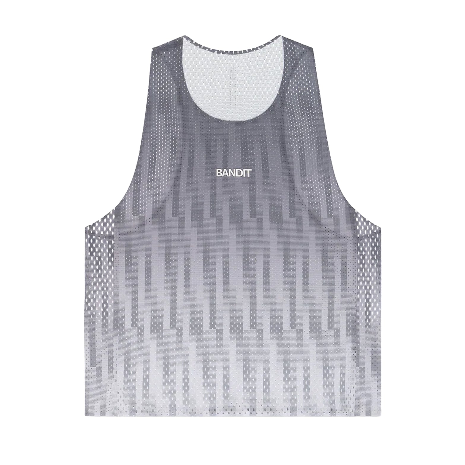 Men's Bandit Shredder Shorty Race Singlet Uneven Gradient Plaster front product view showing cropped design with gradient mesh construction and high neckline