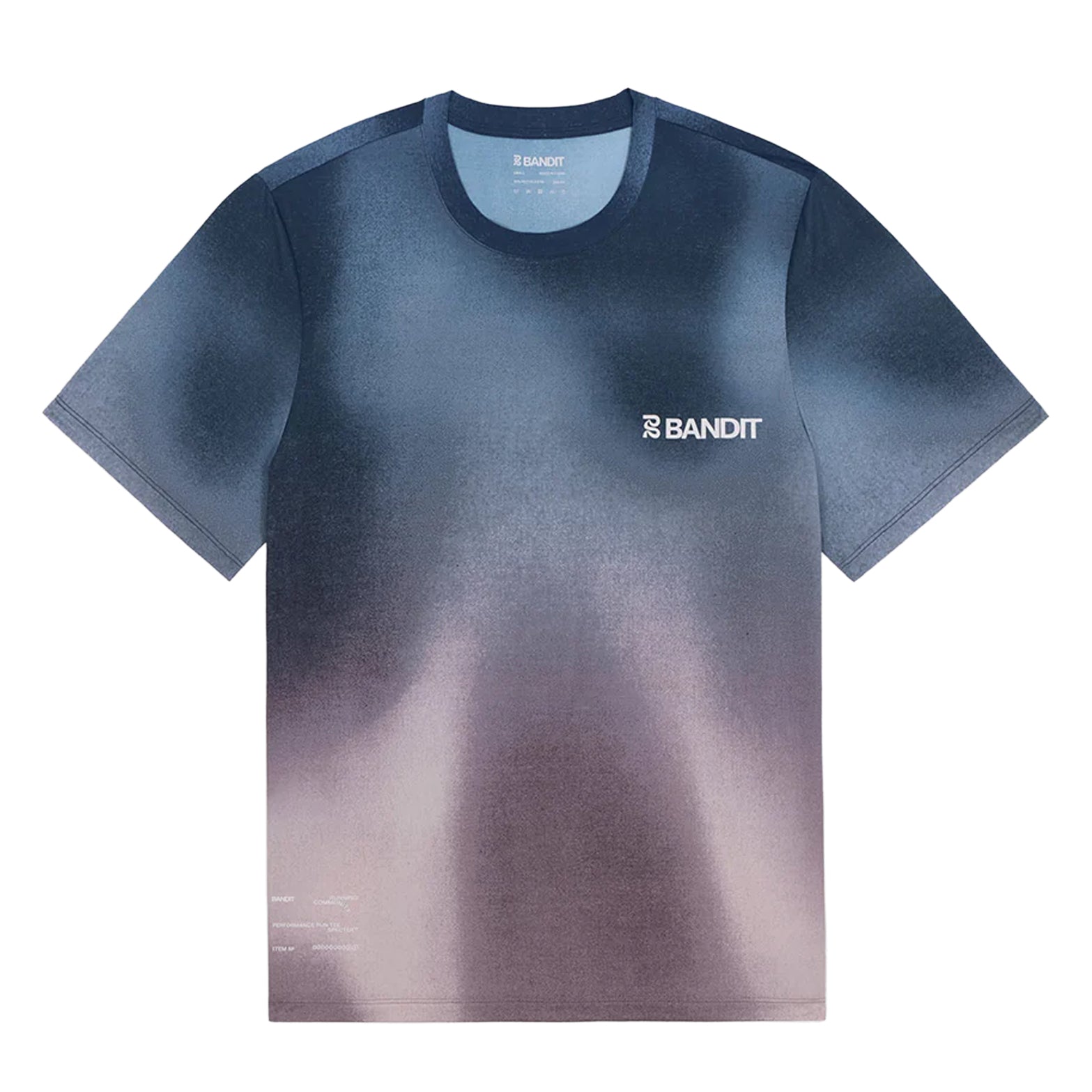 Men's Bandit Specter Performance Tee Flow State Aegean Multi front view showing relaxed fit with reflective graphic at centre front and ultra-breathable construction