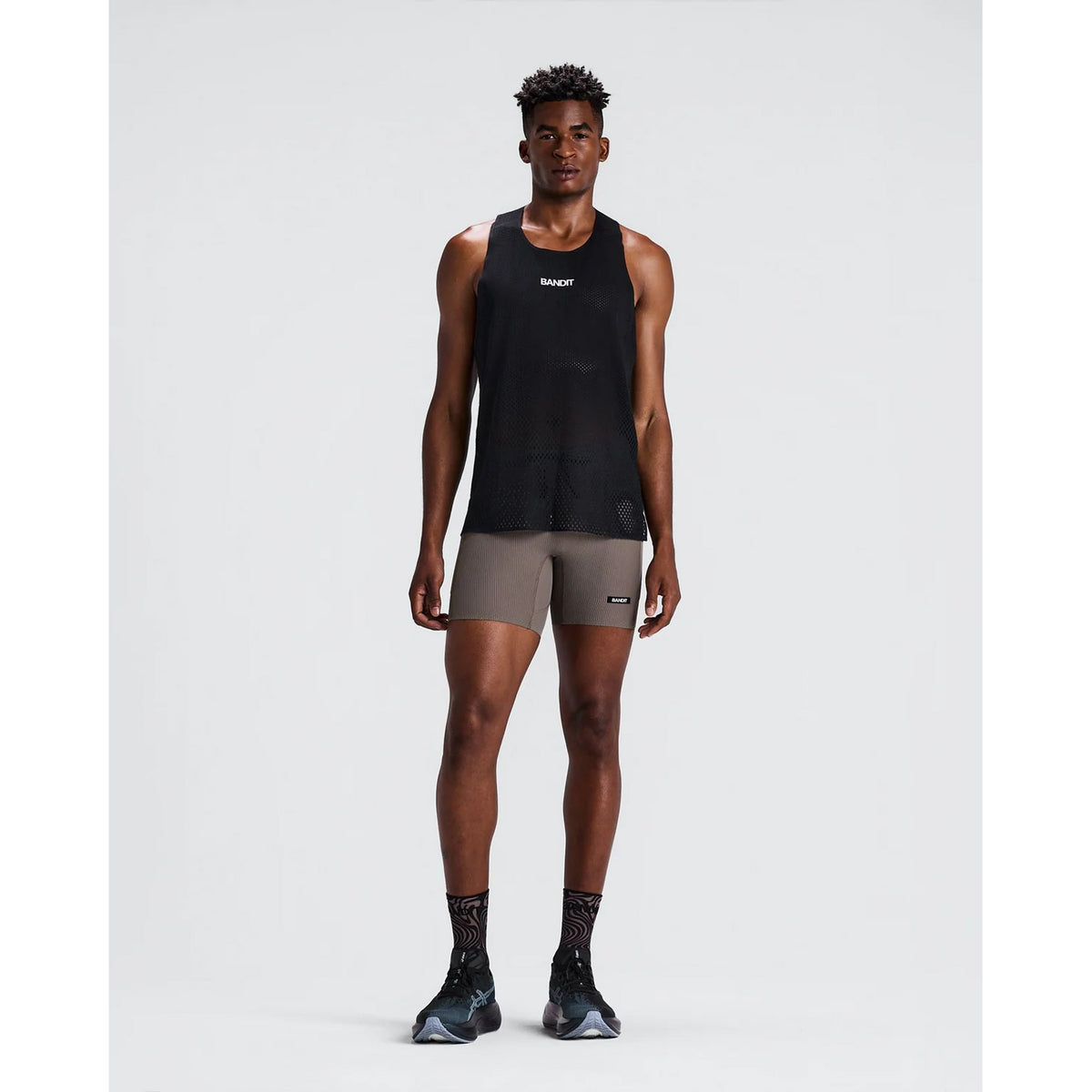 Men's Striped Cadence Quarter Tights Concrete Taupe / Cocoa
