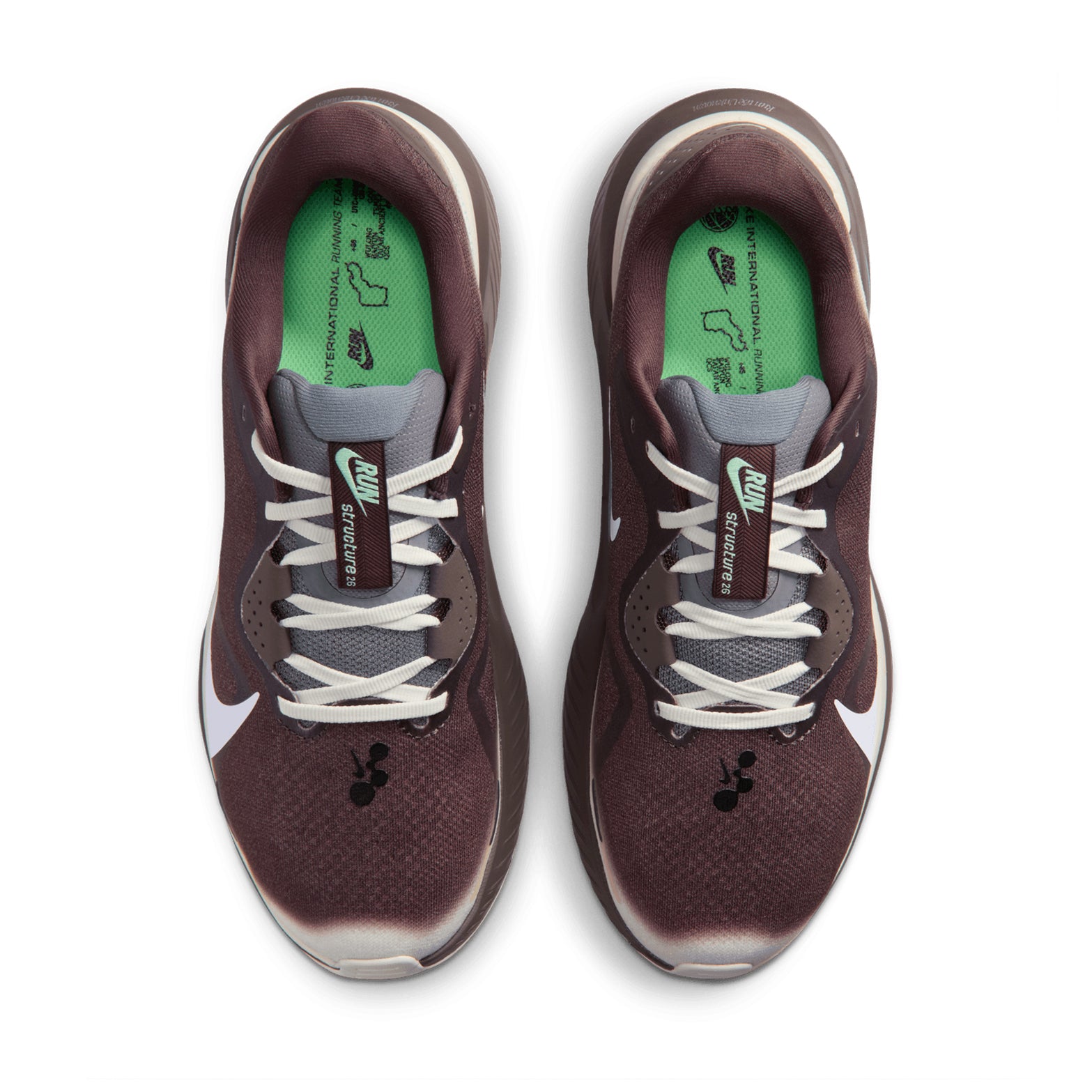 Men's Nike Structure 26 Running Shoes Baroque Brown Ironstone Sea Glass White top view showing breathable upper construction with stability design for comfortable daily training