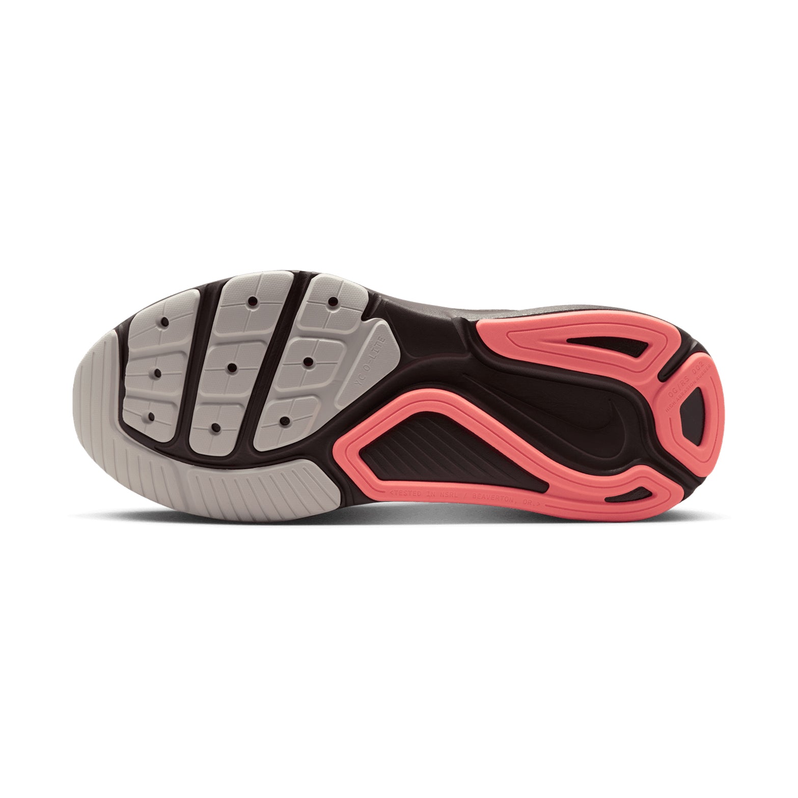 Men's Nike Structure 26 Running Shoes Baroque Brown Ironstone Sea Glass White sole view displaying durable outsole with double-stacked foam platform for stable cushioned road running