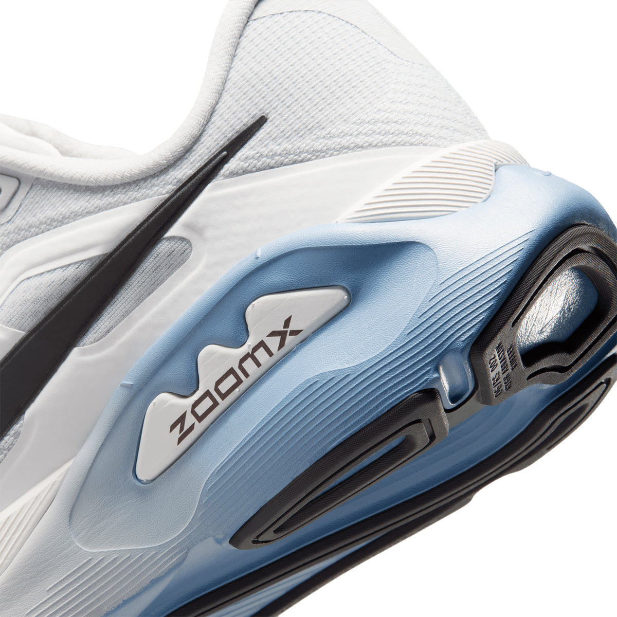 Nike Structure Plus men's running shoe in Grey Fog / Medium Ash / Summit White — angled side view showing grey fog engineered mesh upper with reflective details, midfoot support band and medium ash double-stacked ZoomX over ReactX foam midsole for cushioned stability