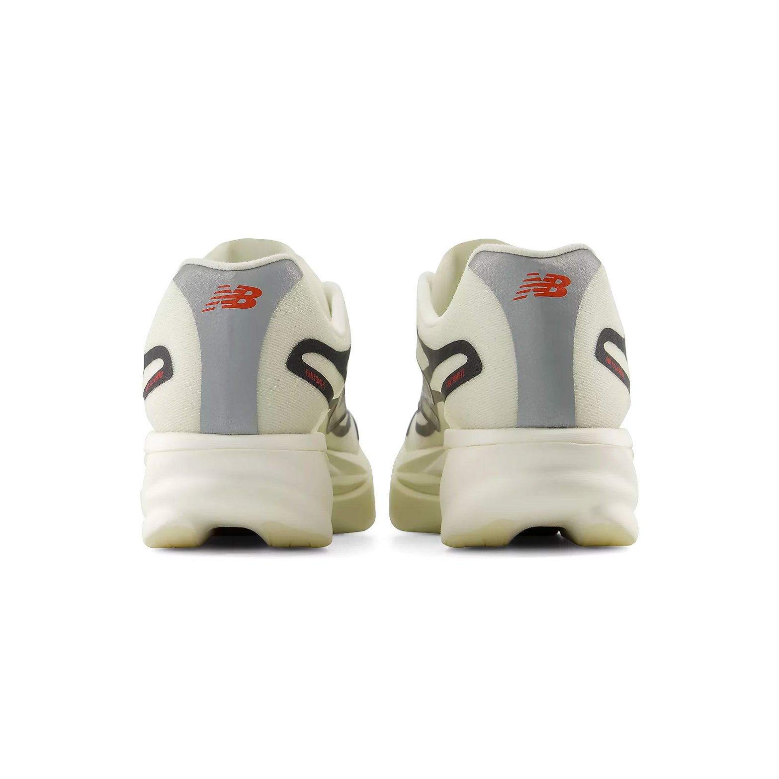 Men's New Balance SuperComp Elite v6 Running Shoes Pistachio Butter Sea Salt heel view showing Infinion foam with sculpted geometric midsole and carbon fibre plate for enhanced cushioning and race day energy return