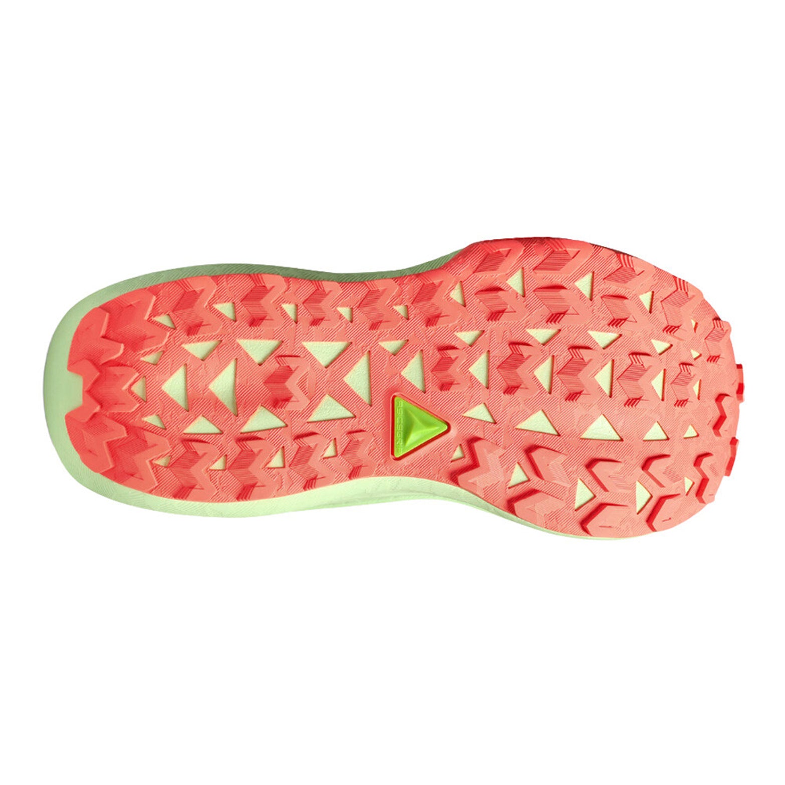 ASICS TRABUCO MAX 5 men's trail running shoe in Umeboshi / Black — outsole view showing ASICSGRIP advanced traction pattern and black FF BLAST PLUS cushioning midsole stack with GUIDESOLE curved sole geometry