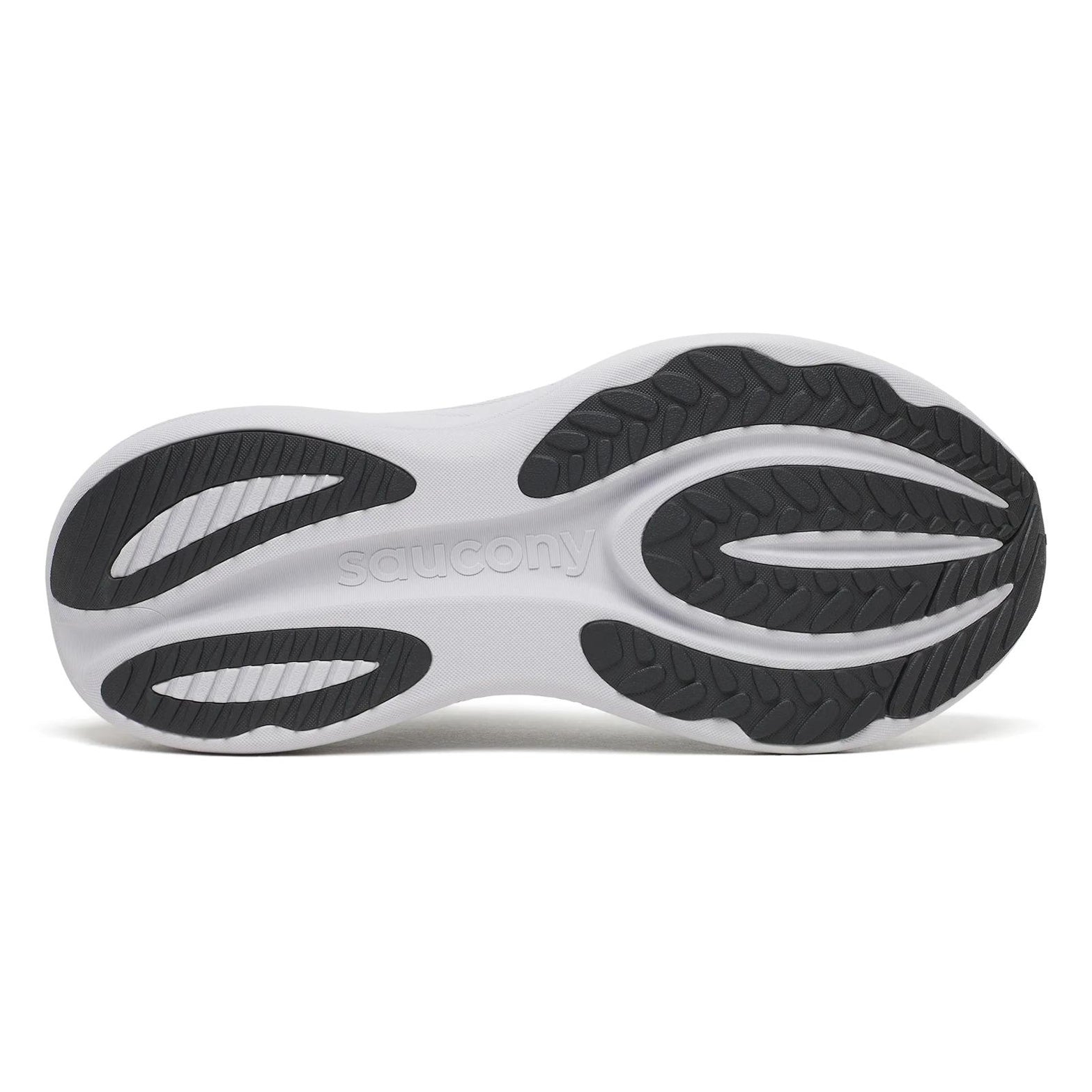Men's Saucony Triumph 24 Running Shoes Fossil Gunmetal sole view displaying XT-900 carbon rubber outsole for unmatched durability and road traction during daily training
