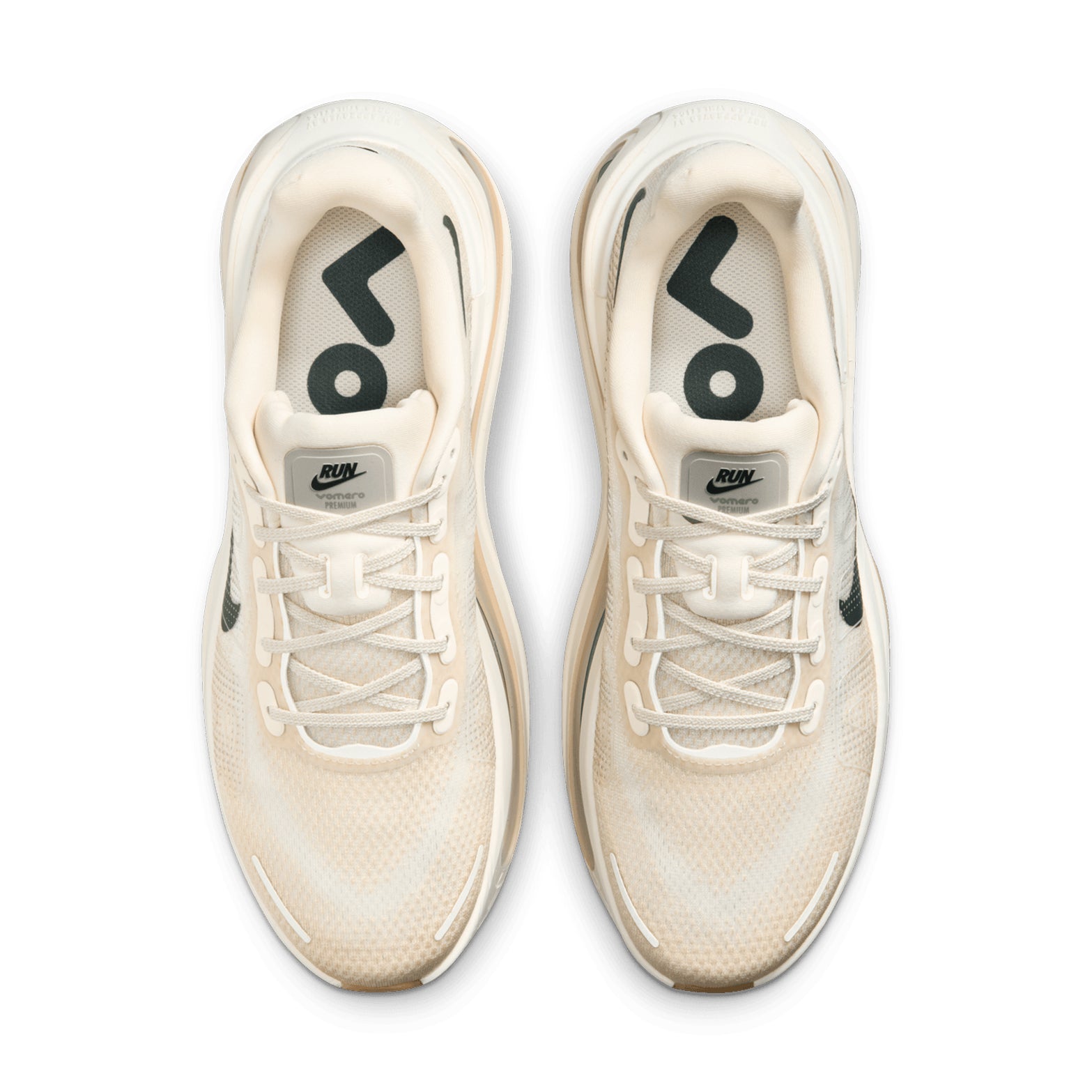 Men's Nike Vomero Premium Running Shoes Beige top view showing premium upper construction with breathable materials for everyday training