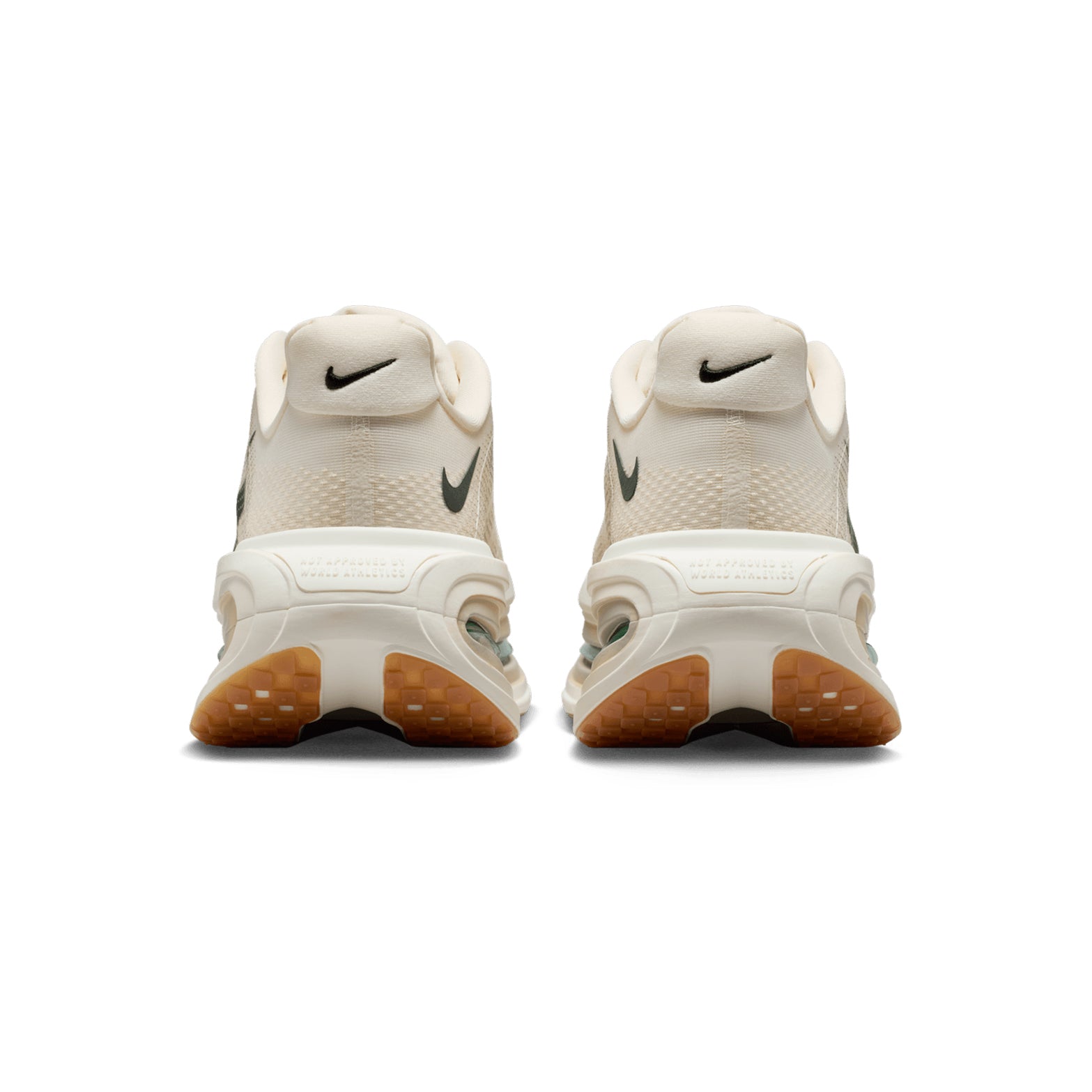 Men's Nike Vomero Premium Running Shoes Beige heel view showing dual Air Zoom units with full-length ZoomX foam stack for maximum cushioning