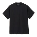 Goldwin Men's WF-Dry Tee Black front view showing polyester mini waffle fabric with finely textured surface and regular fit for active use