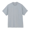 Goldwin Men's WF-Dry Tee Sleet Grey front view showing polyester mini waffle fabric with finely textured surface and regular fit for active use