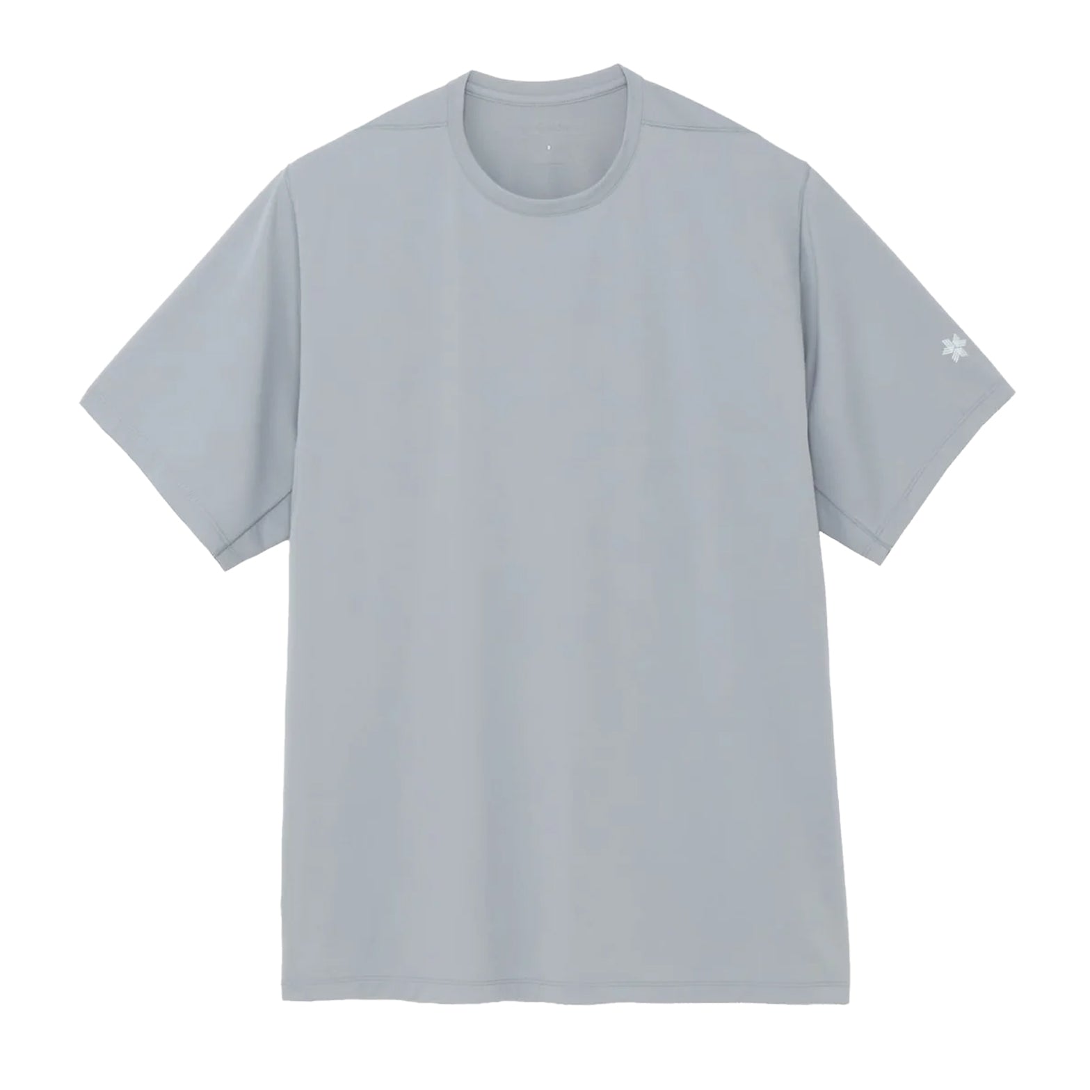Goldwin Men's WF-Dry Tee Sleet Grey front view showing polyester mini waffle fabric with finely textured surface and regular fit for active use