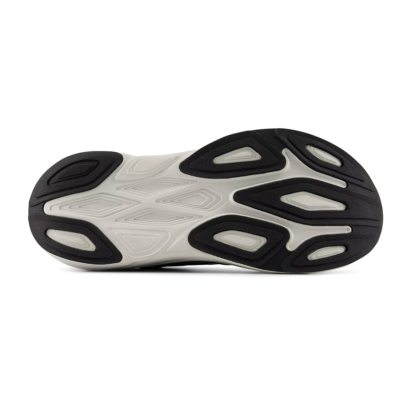 Men's Fresh Foam X More v6 Salt Water Afterglow Grey Matter sole view displaying strategic rubber outsole placement