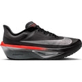 Men's Nike Zoom Fly 6 Running Shoes Black Metallic Silver Bright Crimson outer side view showing carbon fibre plate with ZoomX foam cushioning for tempo running and racing
