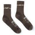 Satisfy Merino Nylon Tube Socks in Tie-Dye Falcon — side product shot showing tube sock silhouette, tie-dye falcon colourway, rib-knit structure and reflective Satisfy logo detail