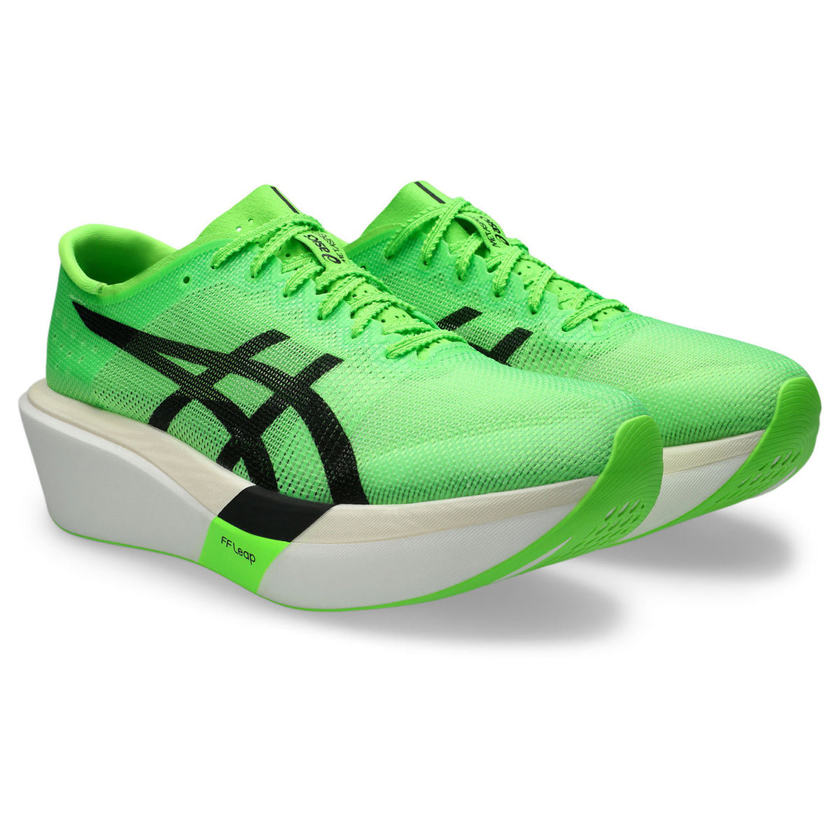 ASICS METASPEED SKY TOKYO EKIDEN Green Gecko/Black - pair view showing elite racing design and thicker toe midsole