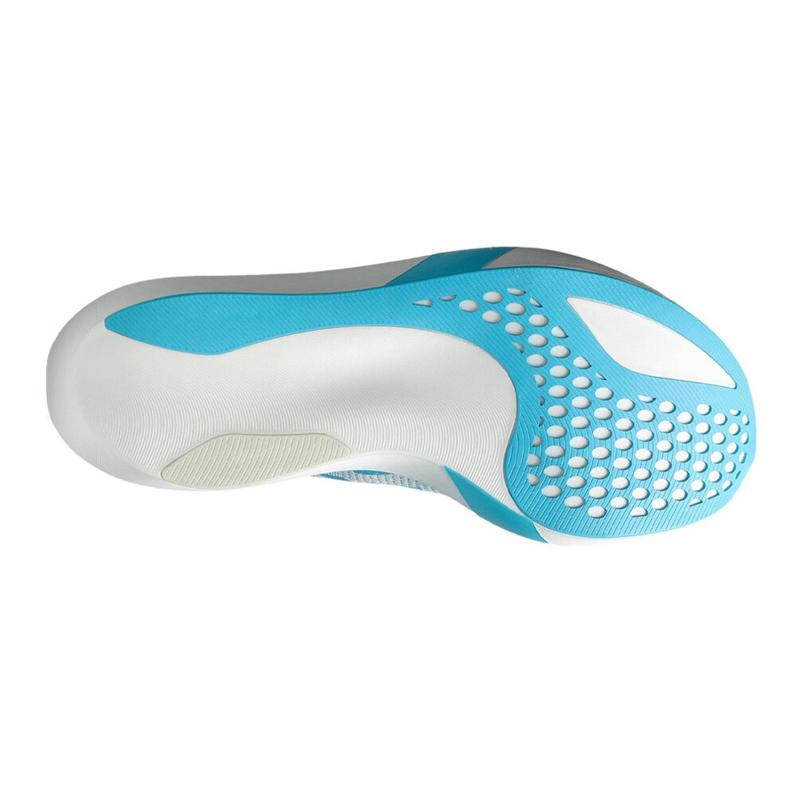 ASICS Metaspeed Sky Tokyo Running Shoes Aquarium White sole view displaying thicker midsole through toe area with extended stride length geometry for elite marathon racing traction