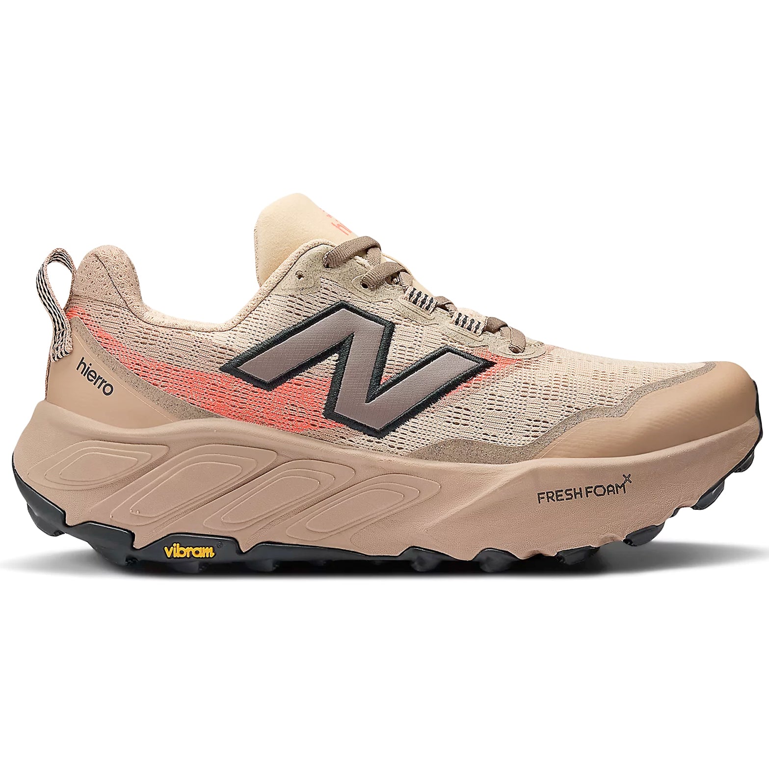 Men's Fresh Foam X Hierro v9 Trail Running Shoes Desert Clay / Earth Shadow / Urgent Red - Achilles Heel