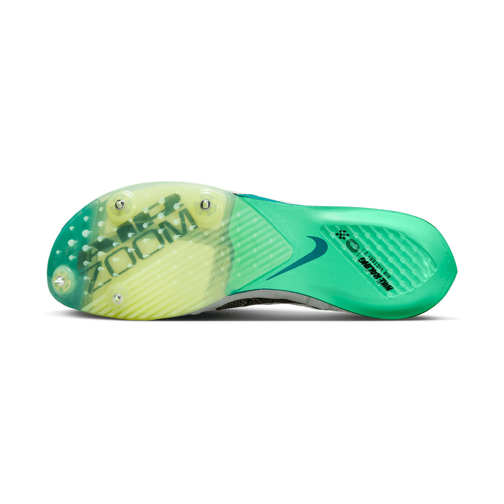 Nike Air Zoom Victory 2 Running Spikes White / Black / Bright Spruce / Electric Algae - achilles heel