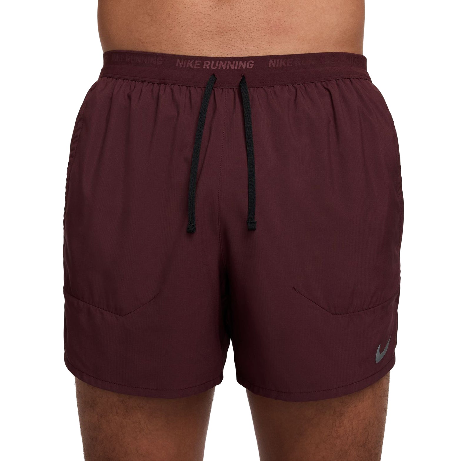 Men's Dri-FIT Stride 5 Inch Shorts Burgundy Crush / Black / Reflective Silver