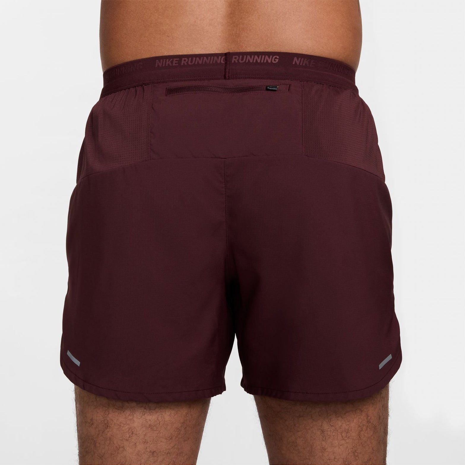 Men's Dri-FIT Stride 5 Inch Shorts Burgundy Crush / Black / Reflective Silver