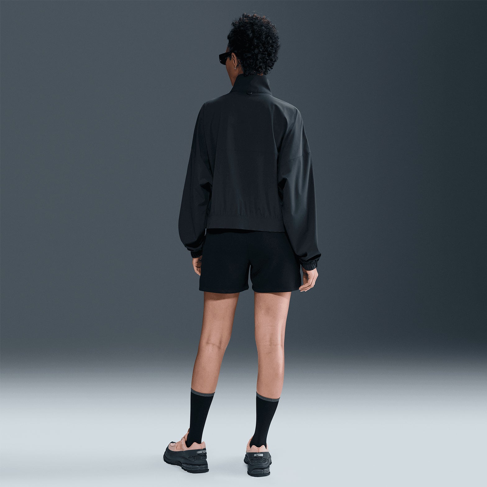 Women's 24.7 PerfectStretch Dri-FIT Oversized Full-Zip Jacket Black / Dark Smoke Grey - Achilles Heel